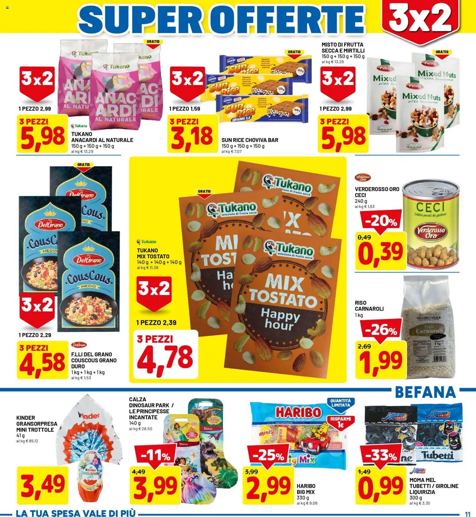 Volantino D Più del 05.01.2026 | Pagina: 11 | Prodotti: Riso, Ceci, Anacardi, Mirtilli