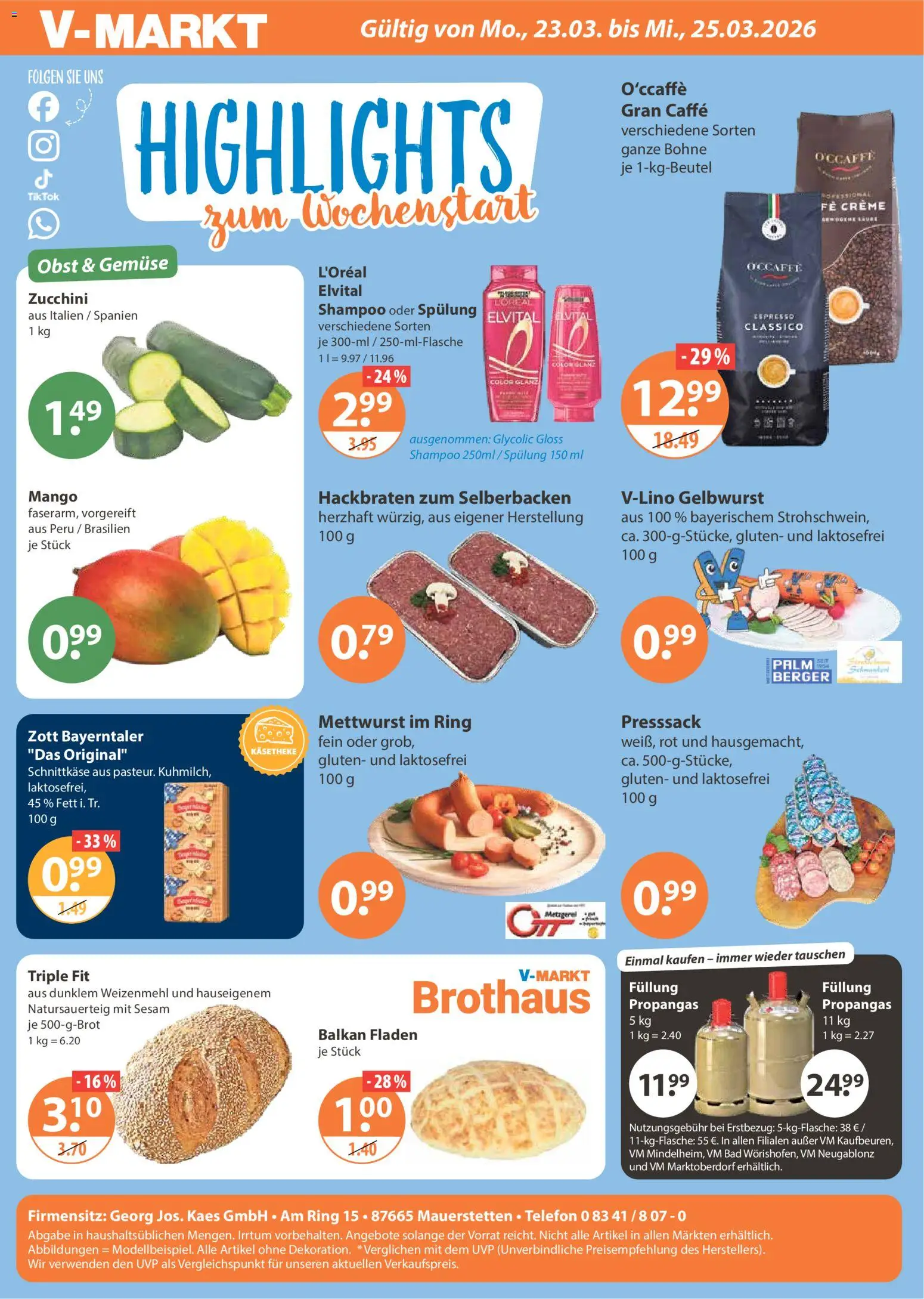 V-Markt - Schwaben/Oberbayern – gültig ab 19.03.2026 | Seite: 24 | Produkte: Gemüse, Obst, Zucchini, Telefon