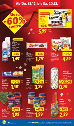 Lidl - Prospekt ab 15.12.2025 gültig | Seite: 66 | Produkte: Barilla, Pils, Kinder riegel, Sahne