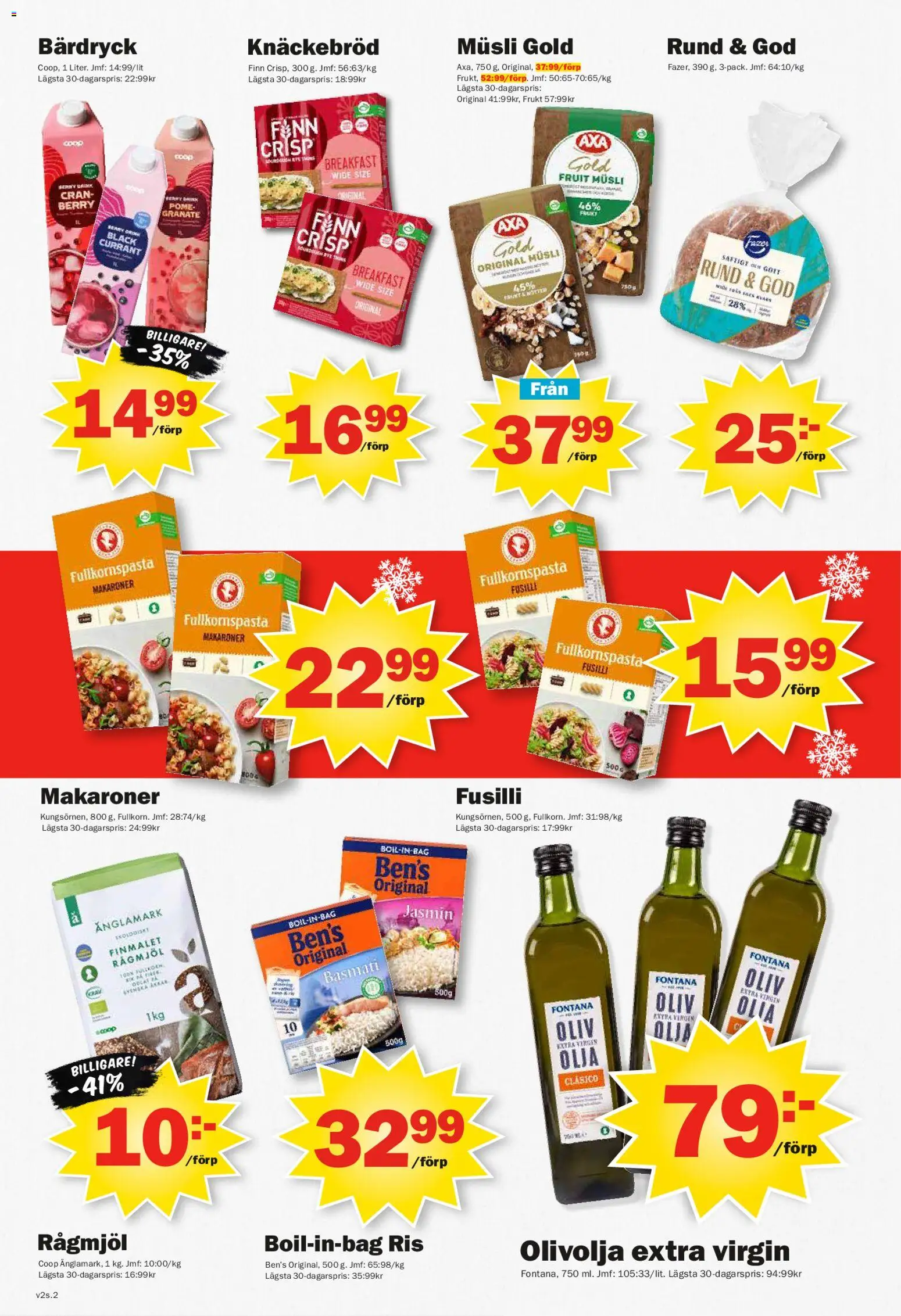 Pekås reklamblad aktuell från 05.01.2026 | Sida: 2 | Produkter: Knäckebröd, Makaroner, Olja, Ris