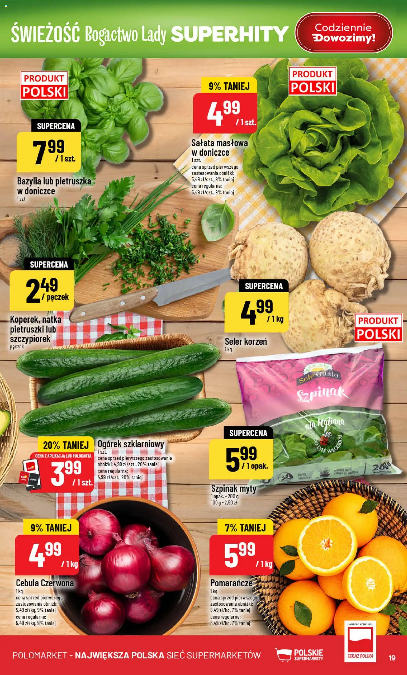 POLOmarket Gazetka od 04.02.2026 | Strona: 19 | Produkty: Pietruszka, Bazylia, Pomarańcze, Ogórek szklarniowy