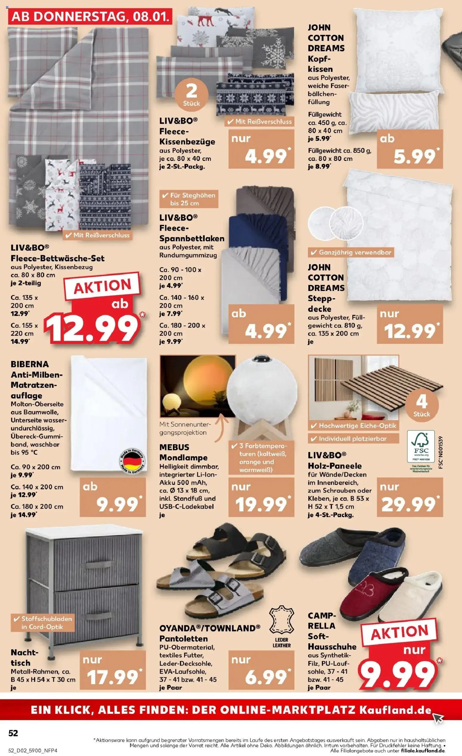 Kaufland prospekt Torgau	 – gültig ab 11.01.2026 | Seite: 52 | Produkte: Gewicht, Nachttisch, Wasser, Hausschuhe