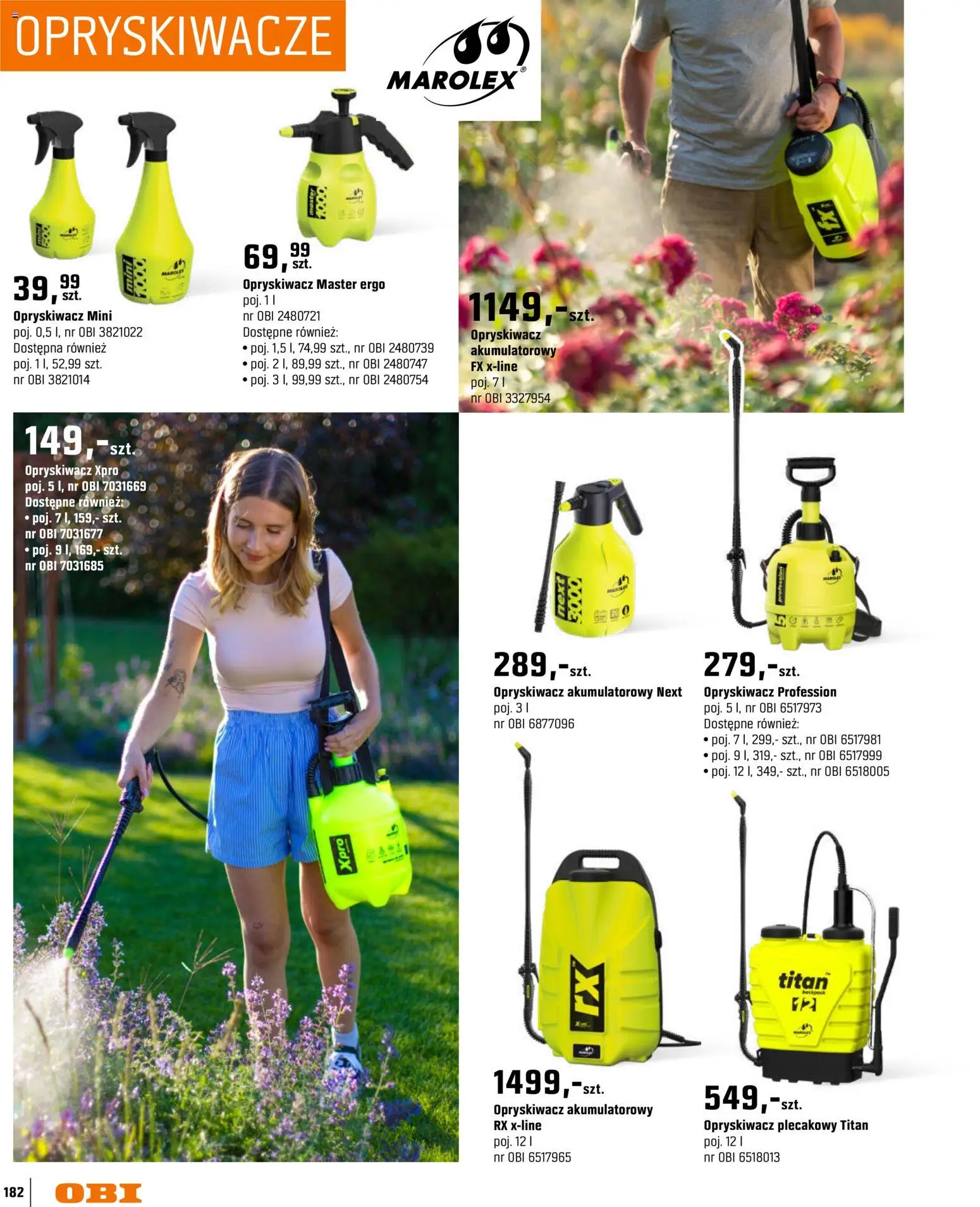 OBI gazetka - Ogród od 11.03.2026 | Strona: 182 | Produkty: Opryskiwacz