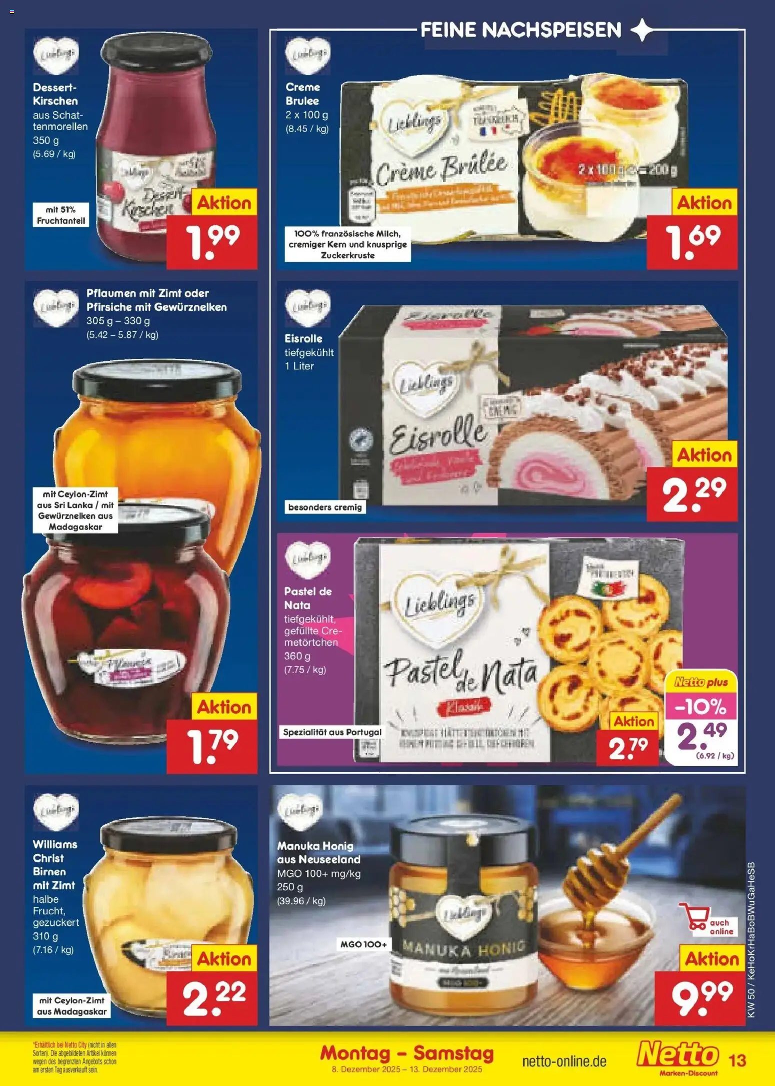 Netto Marken-Discount - Netto: Wochenangebote – gültig ab 07.12.2025 | Seite: 13 | Produkte: Pflaumen, Creme, Kirschen, Creme brulee