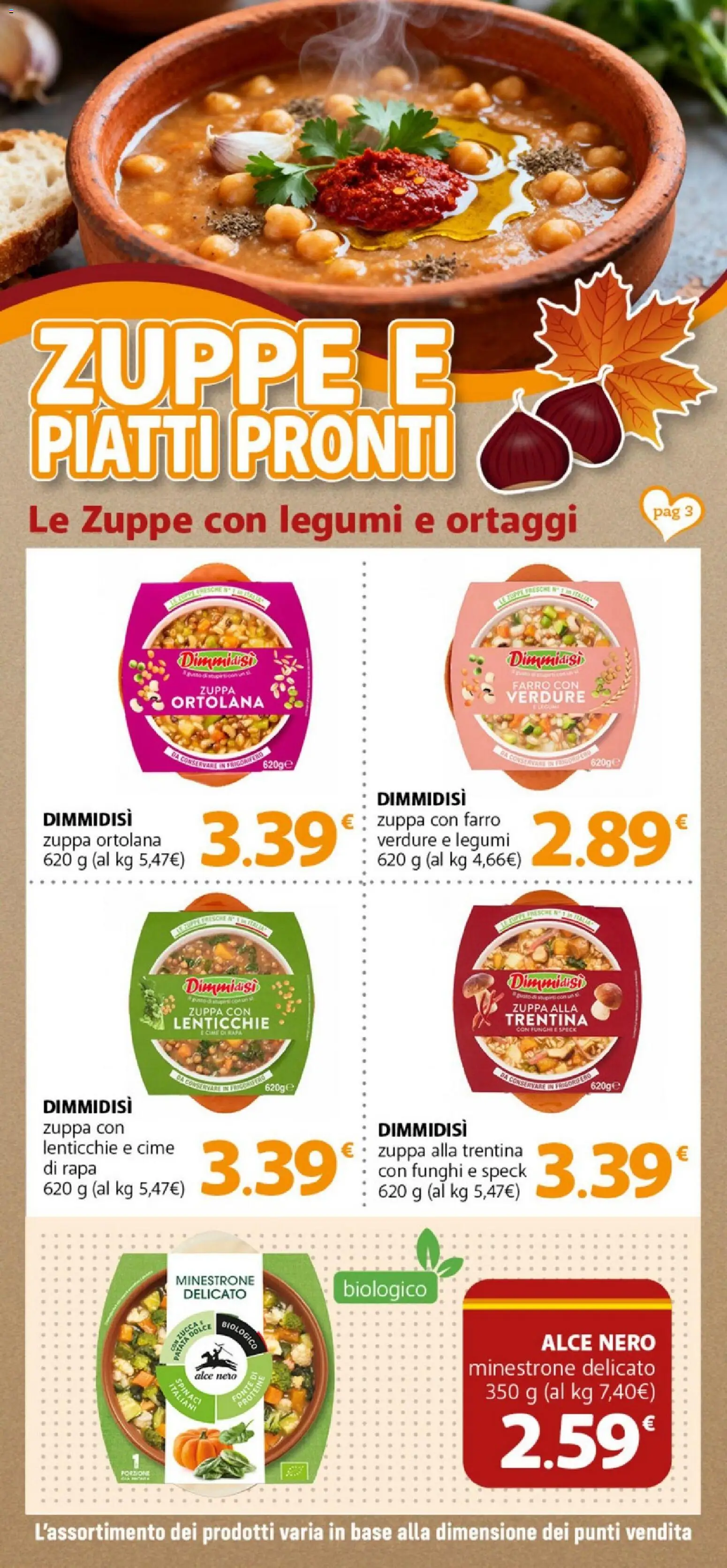 Volantino DOK del 21.11.2025 | Pagina: 3 | Prodotti: Minestrone, Legumi, Funghi, Frigorifero