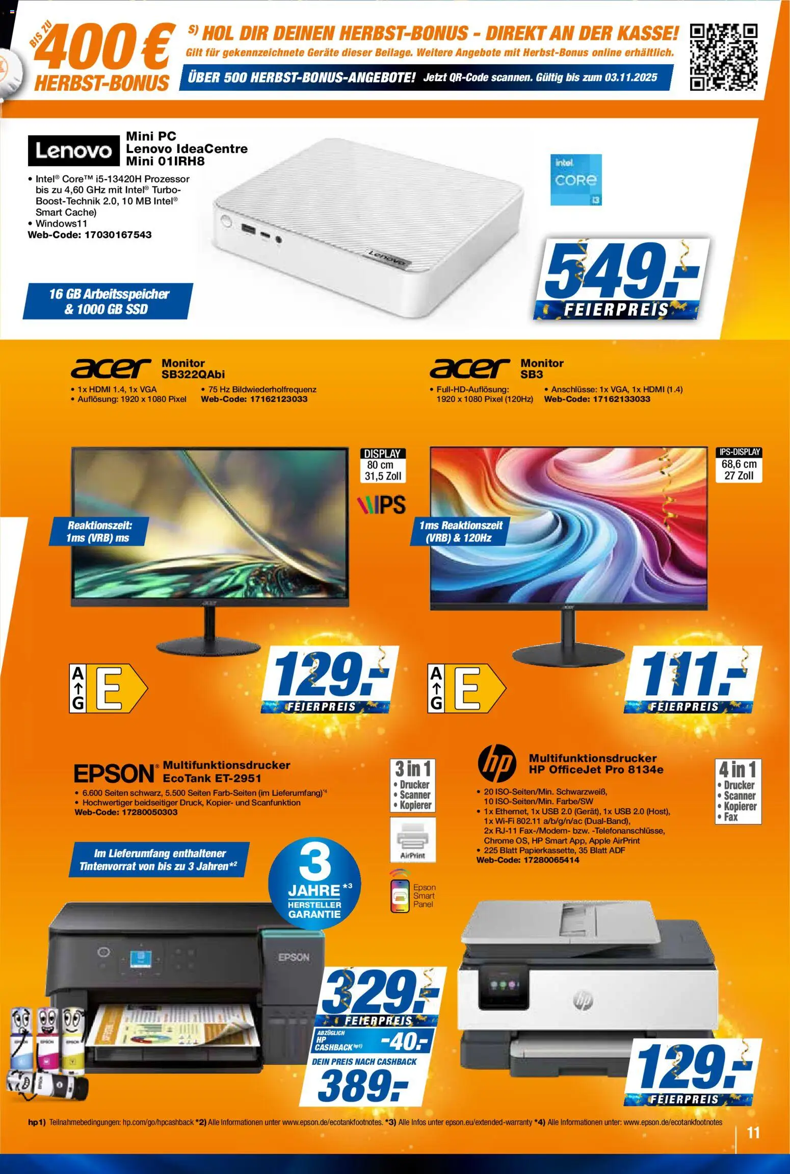 Expert  Aktuelle Beilage – gültig ab 24.10.2025 | Seite: 11 | Produkte: Lenovo, HP, USB, PC