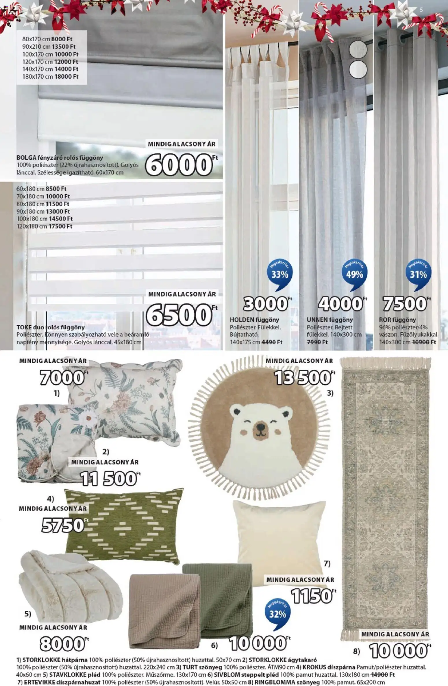 JYSK akciós ujság - amely érvényes a következő dátumtól: 17.12.2025 | Oldal: 5 | Termékek: Díszpárnahuzat, Szőnyeg, Ágytakaró, Díszpárna