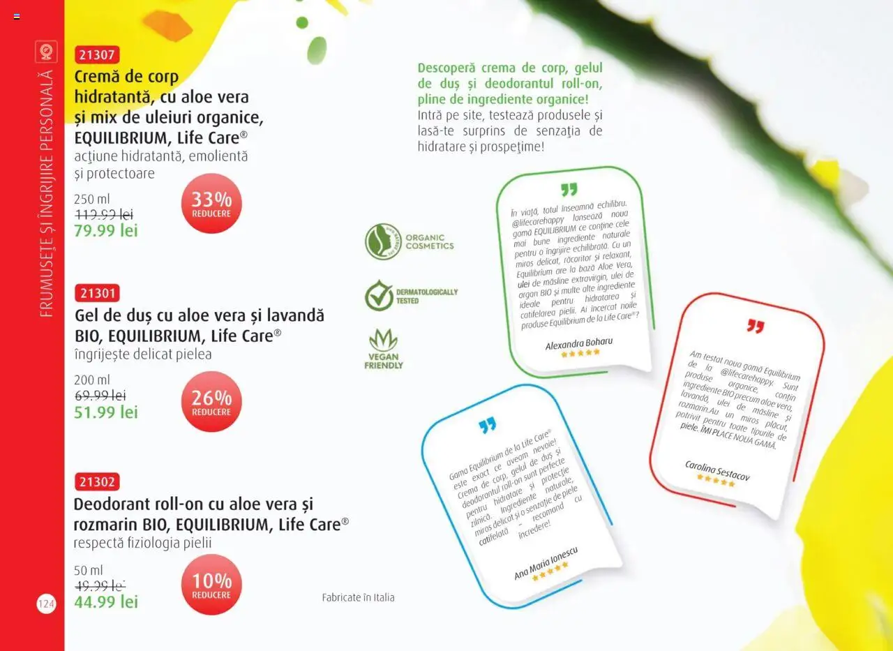 Life Care catalog - Aprilie/Octombrie – valabil de la 01.04.2025 | Pagină: 126 | Produse: Şerit ödül, Aloe vera, Gel de duș, Deodorant