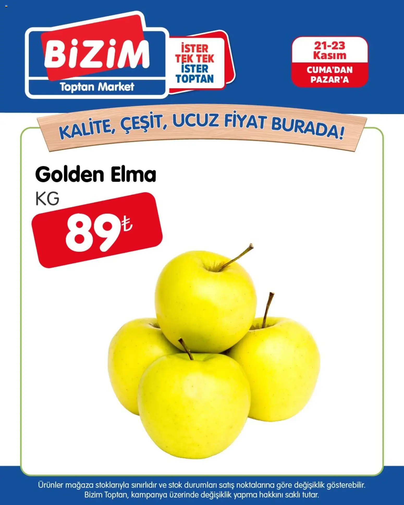 Bizim Toptan Meyve Sebze - 21.11.2025 tarihinden itibaren geçerlidir | Sayfa: 5 | Ürünler: Elma