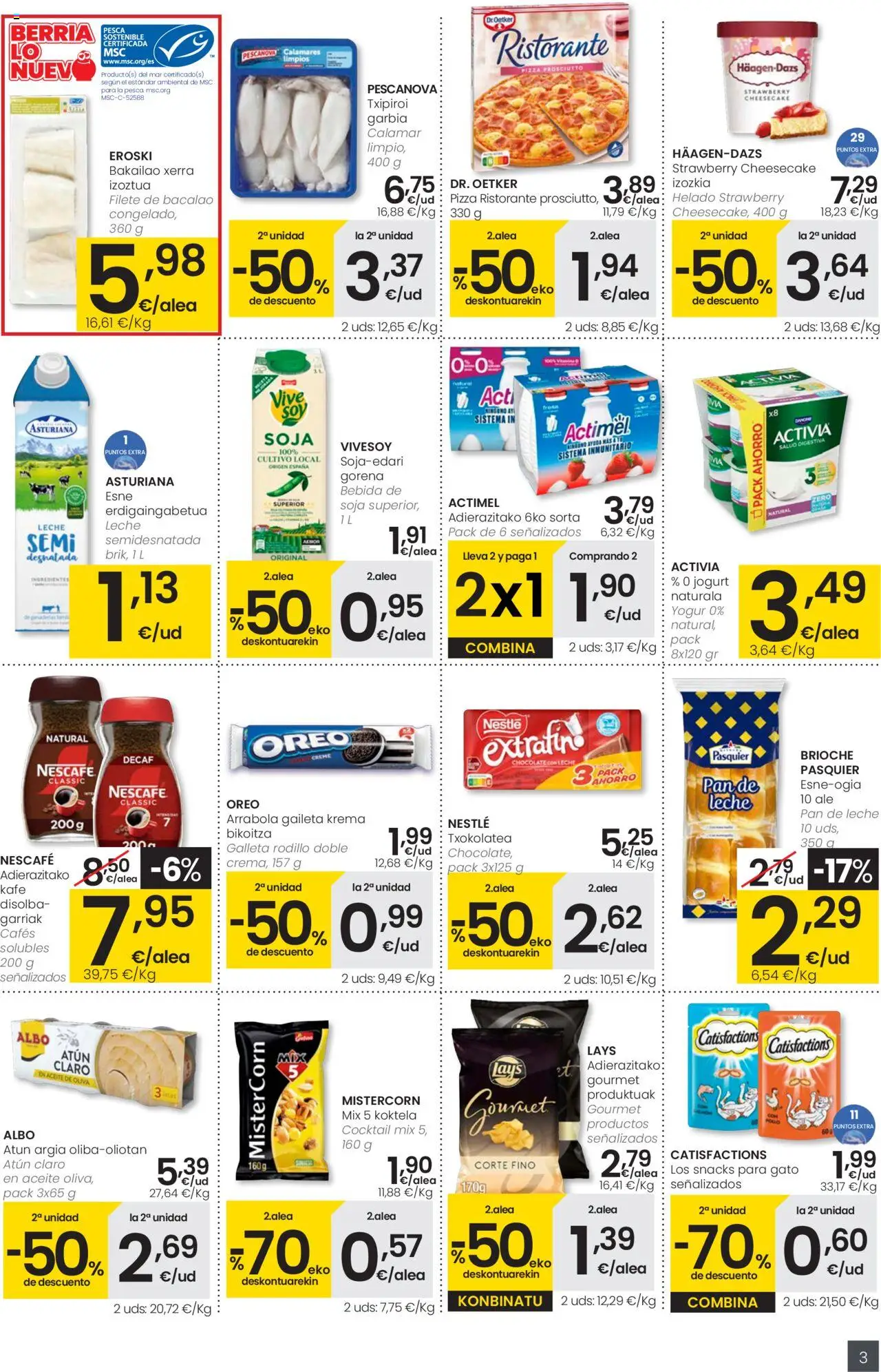 Eroski - Prezio Merkeagoa Aliprox │ válido desde el 02.10.2025 | Página: 3 | Productos: Κρεμάστρα, Leche, Yogur, Filete