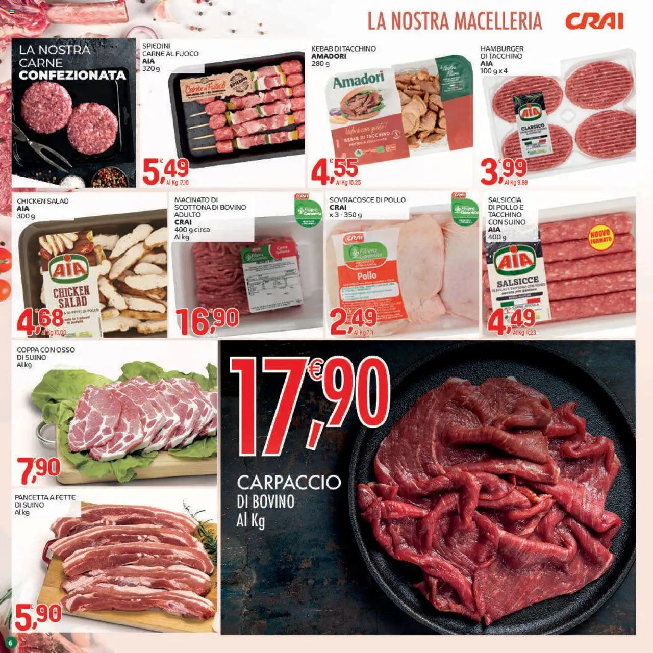Volantino CRAI del 07.08.2025 | Pagina: 6 | Prodotti: Bovino, Pancetta, Suino, Hamburger
