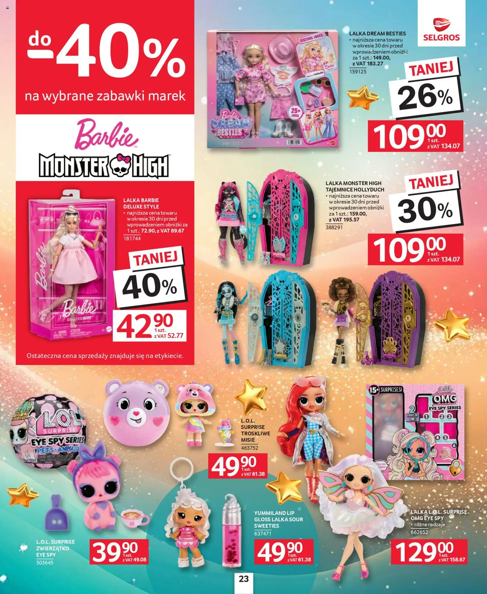 Selgros cash&carry Gazetka - Zabawki od 04.12.2025 | Strona: 23 | Produkty: Lalka, Barbie