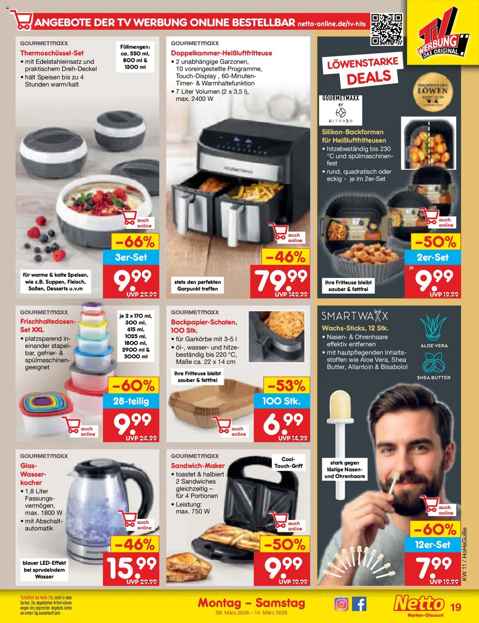 Netto Marken-Discount Prospekt 	 – gültig ab 09.03.2026 | Seite: 25 | Produkte: Kocher, Butter, Fritteuse, TV