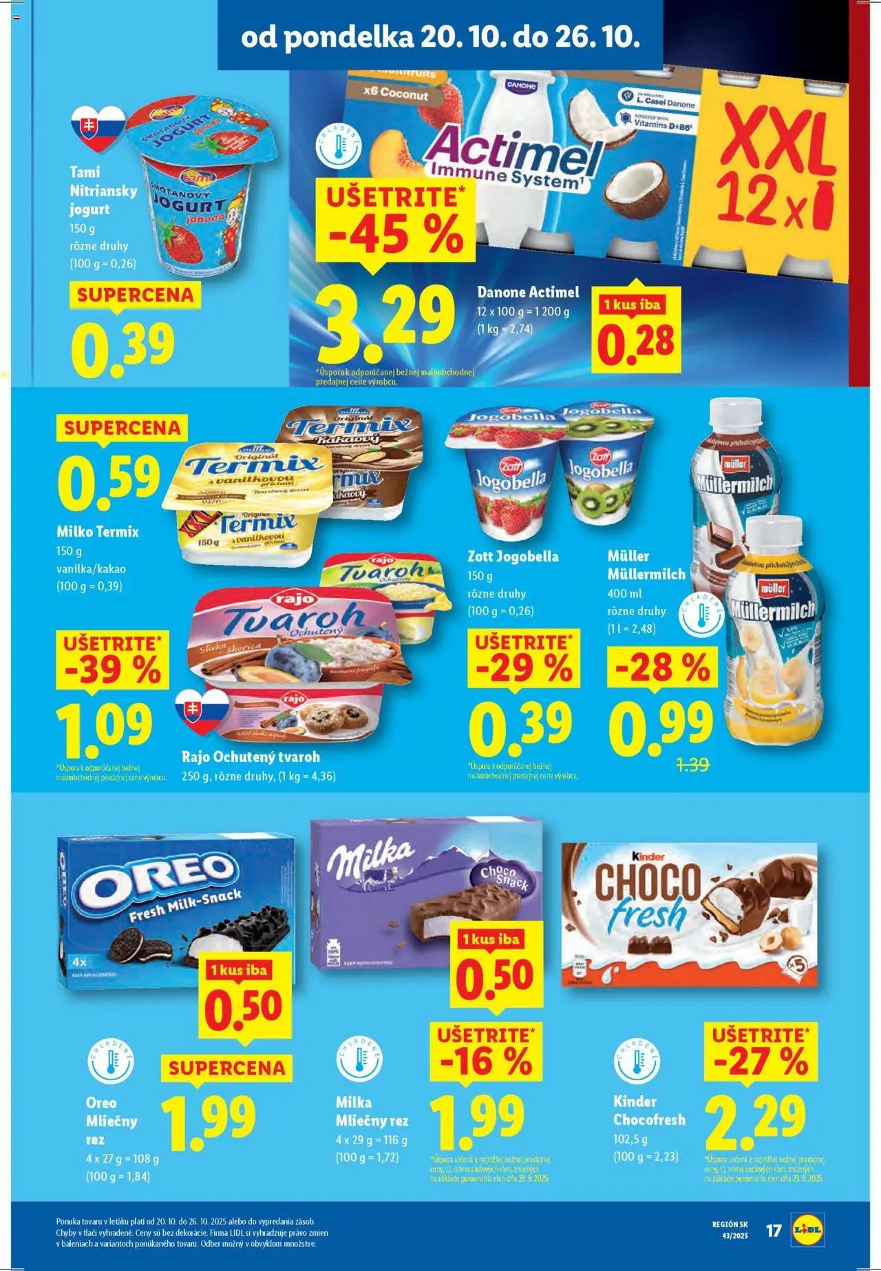 Nové Lidl akcie – leták je platný od 20.10.2025 | Strana: 25 | Produkty: Kinder, Tvaroh, Milka, Actimel