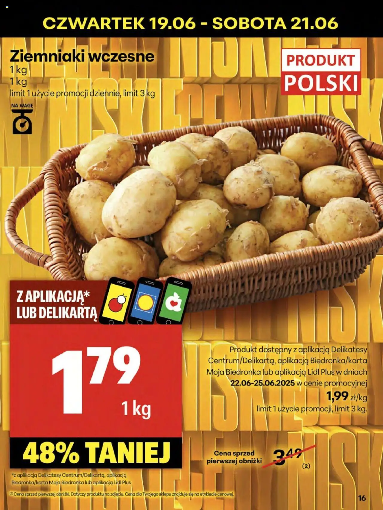 Delikatesy Centrum Gazetka od 19.06.2025 | Strona: 16 | Produkty: Delikatesy, Ziemniaki