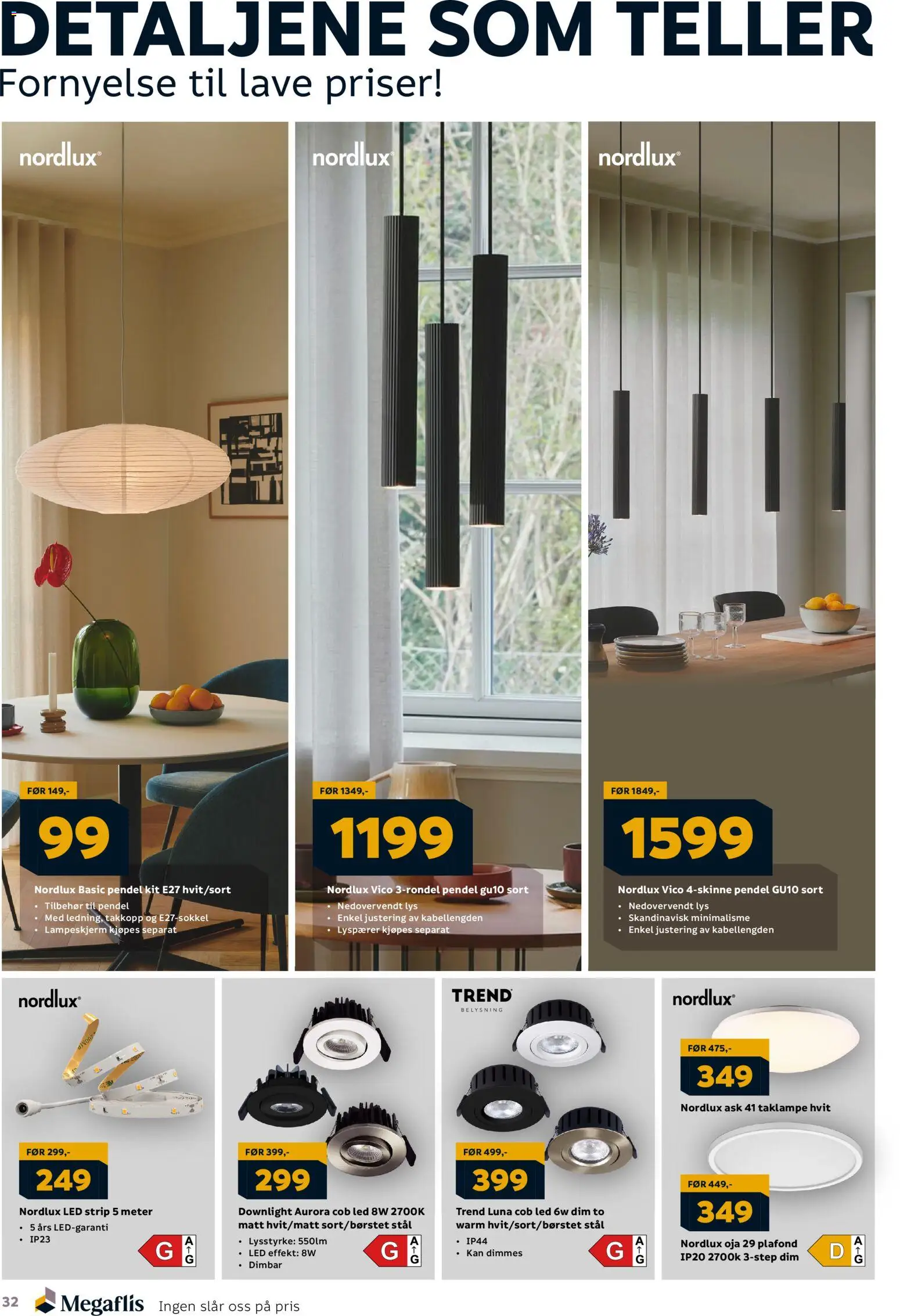 {H1} | Side: 32 | Produkter: Taklampe, Підвіконня, Lys