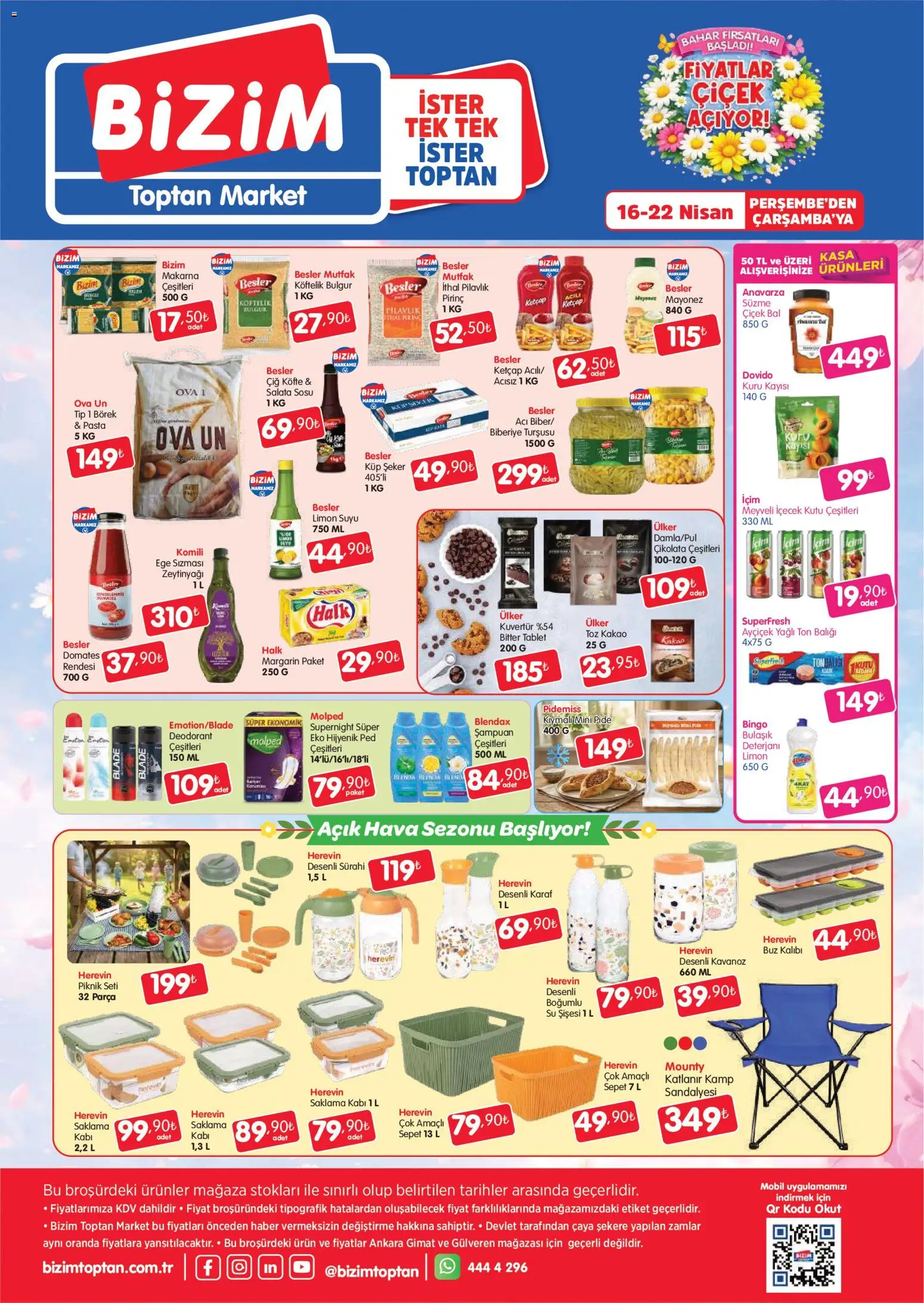 Bizim Toptan - Bizim Kart Katalogu - 16.04.2026 tarihinden itibaren geçerlidir | Sayfa: 2 | Ürünler: Deodorant, Çikolata, Domates, Kasa