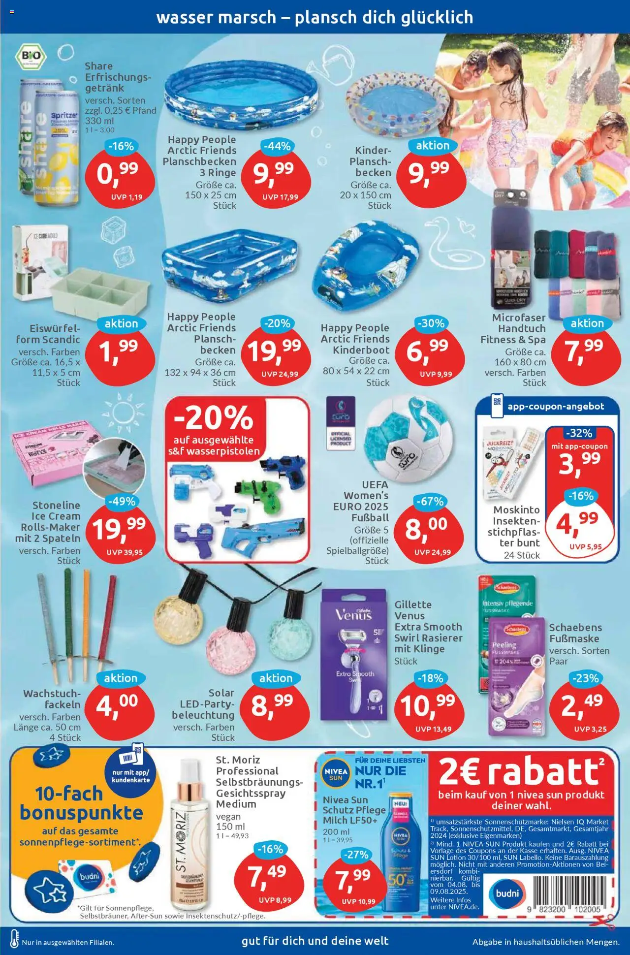 Budni Prospekt 	 - gültig ab dem 04.08.2025 | Seite: 7 | Produkte: Peeling, Wasser, Gesichtsspray, Fußmaske