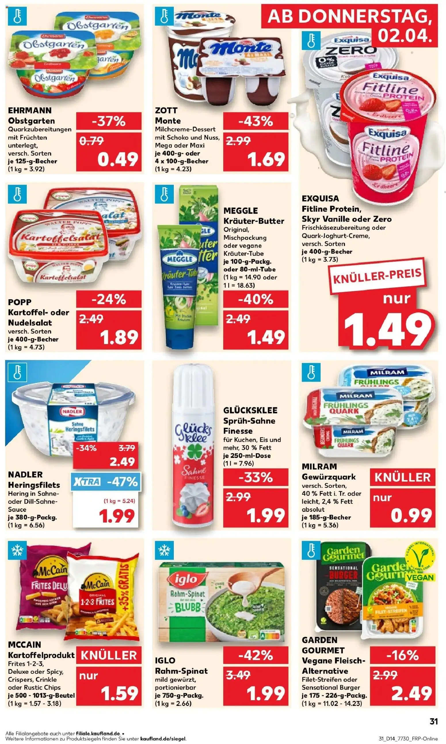 Kaufland Prospekt Höchstadt	 – gültig ab 30.03.2026 | Seite: 45 | Produkte: McCain, Exquisa, Milram, Fleisch