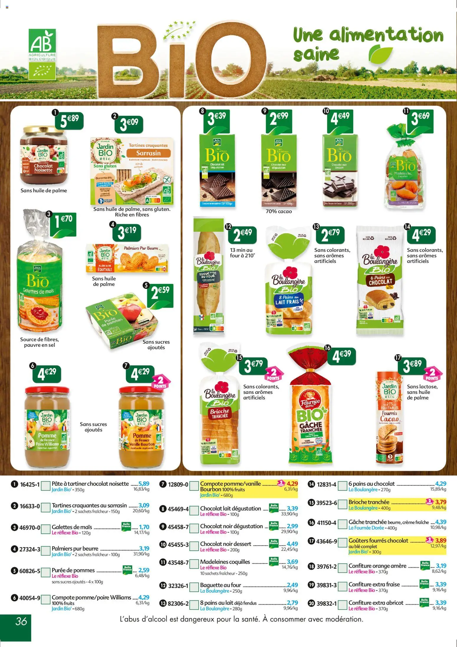{H1} | Page: 36 | Produits: Fraise, Poire, Huile, Chocolat