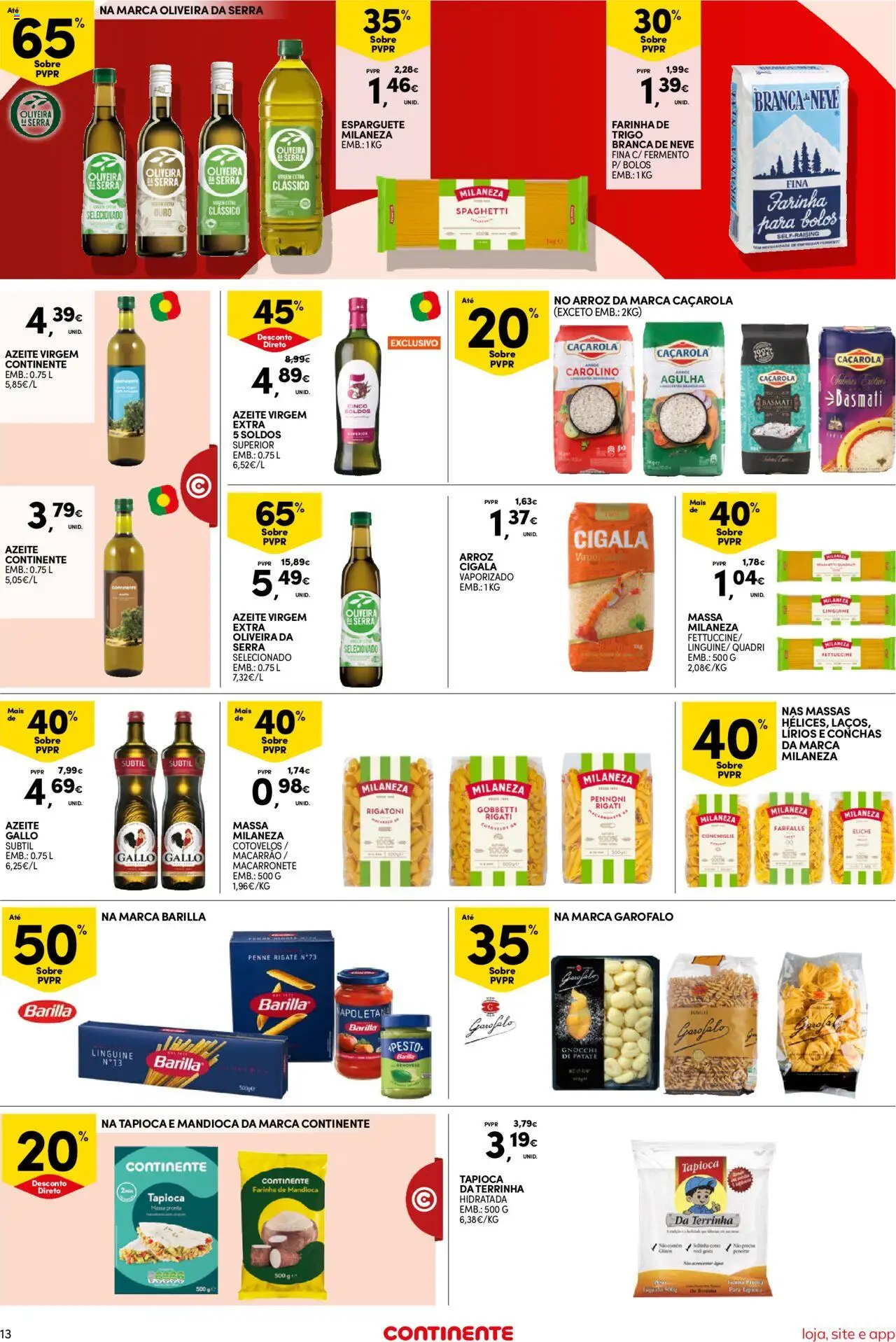 Continente Semanal Continente Bom Dia │ válido de 07.10.2025 | Página: 13 | Produtos: Esparguete, Arroz, Macarrão, Massa