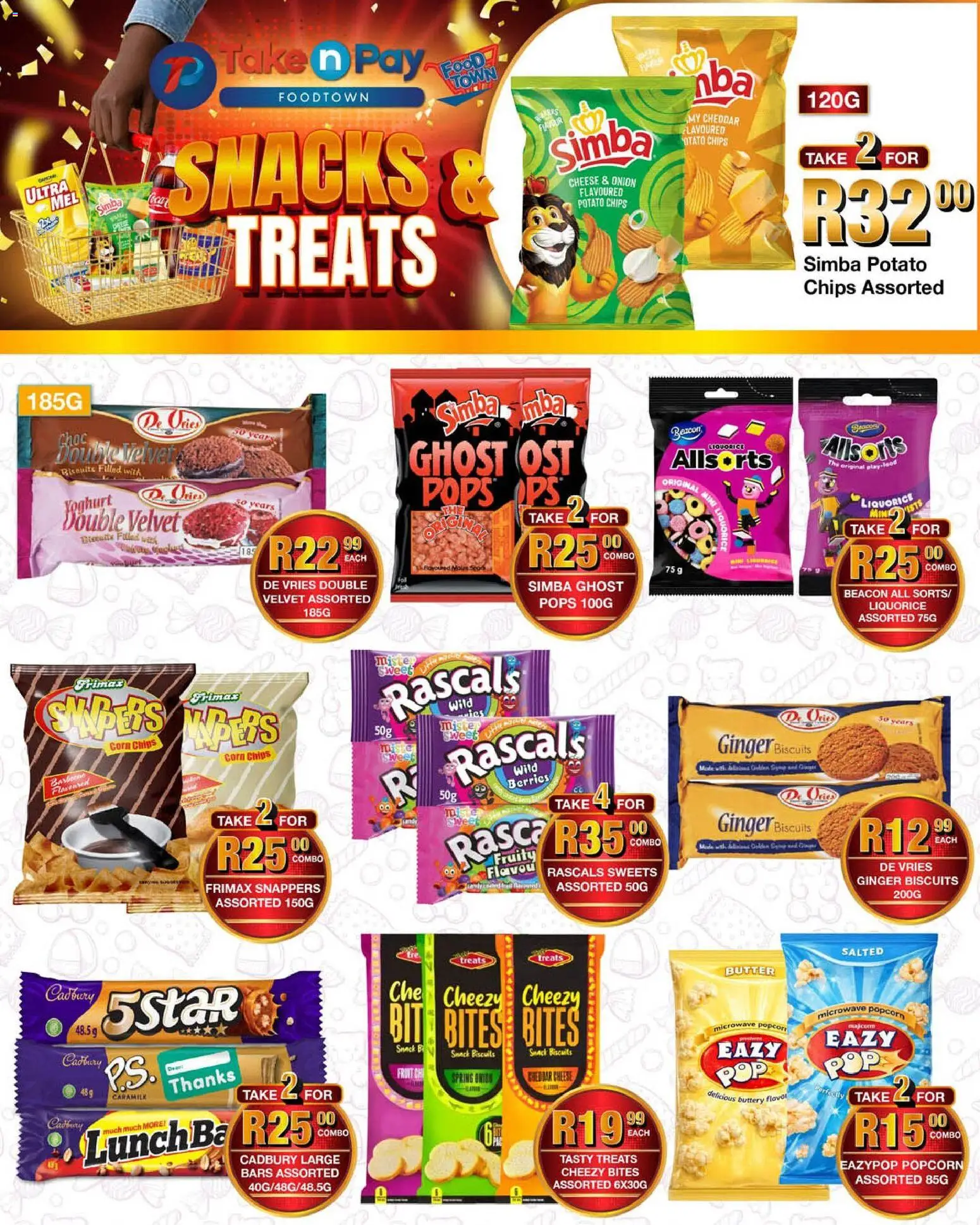 New Take n Pay catalogue – valid from 27.04.2026 | Page: 3 | Products: Sweets, Microwave, Popcorn, Chips