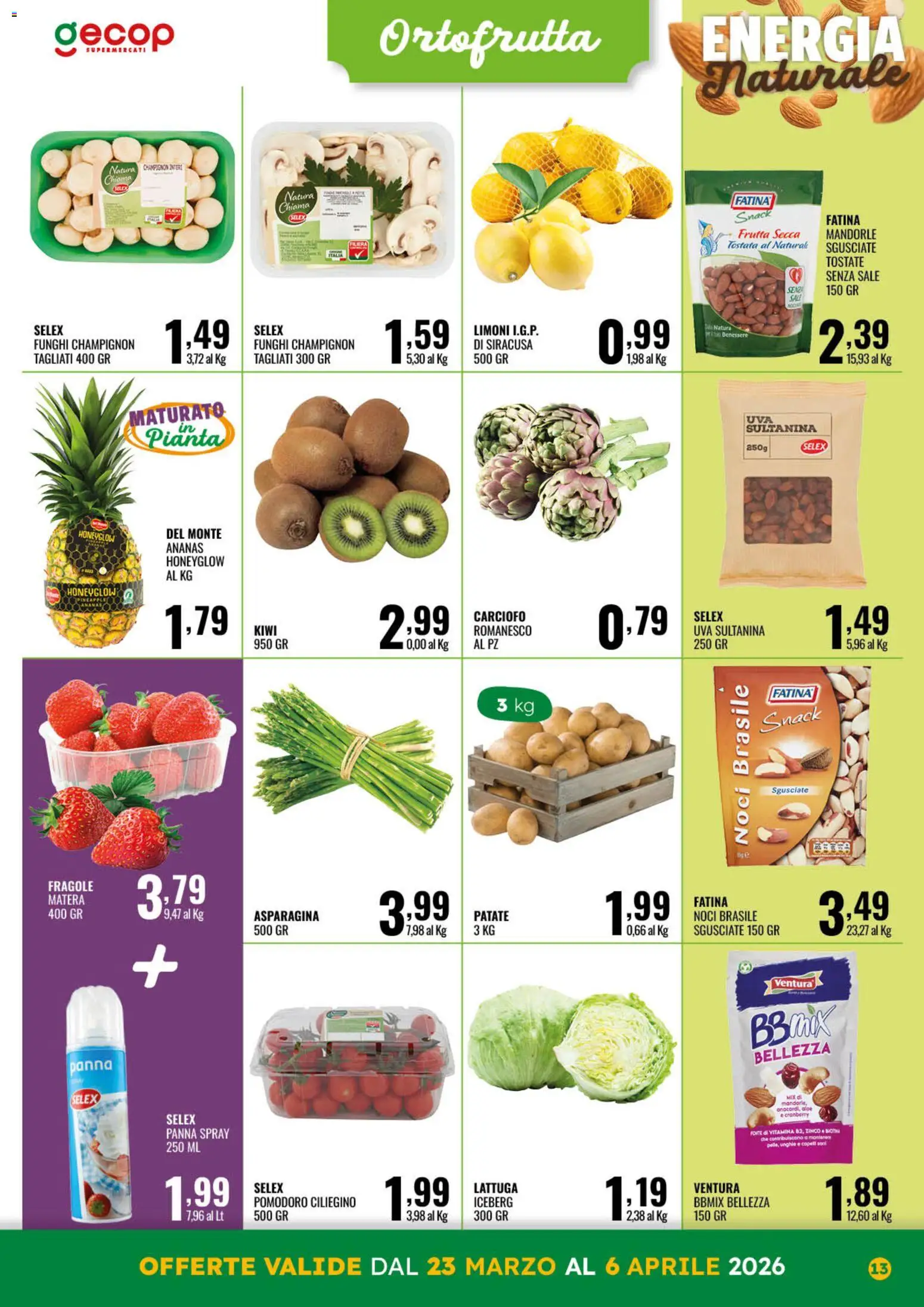 Volantino GECOP del 23.03.2026 | Pagina: 13 | Prodotti: Fragole, Frutta, Ananas, Funghi