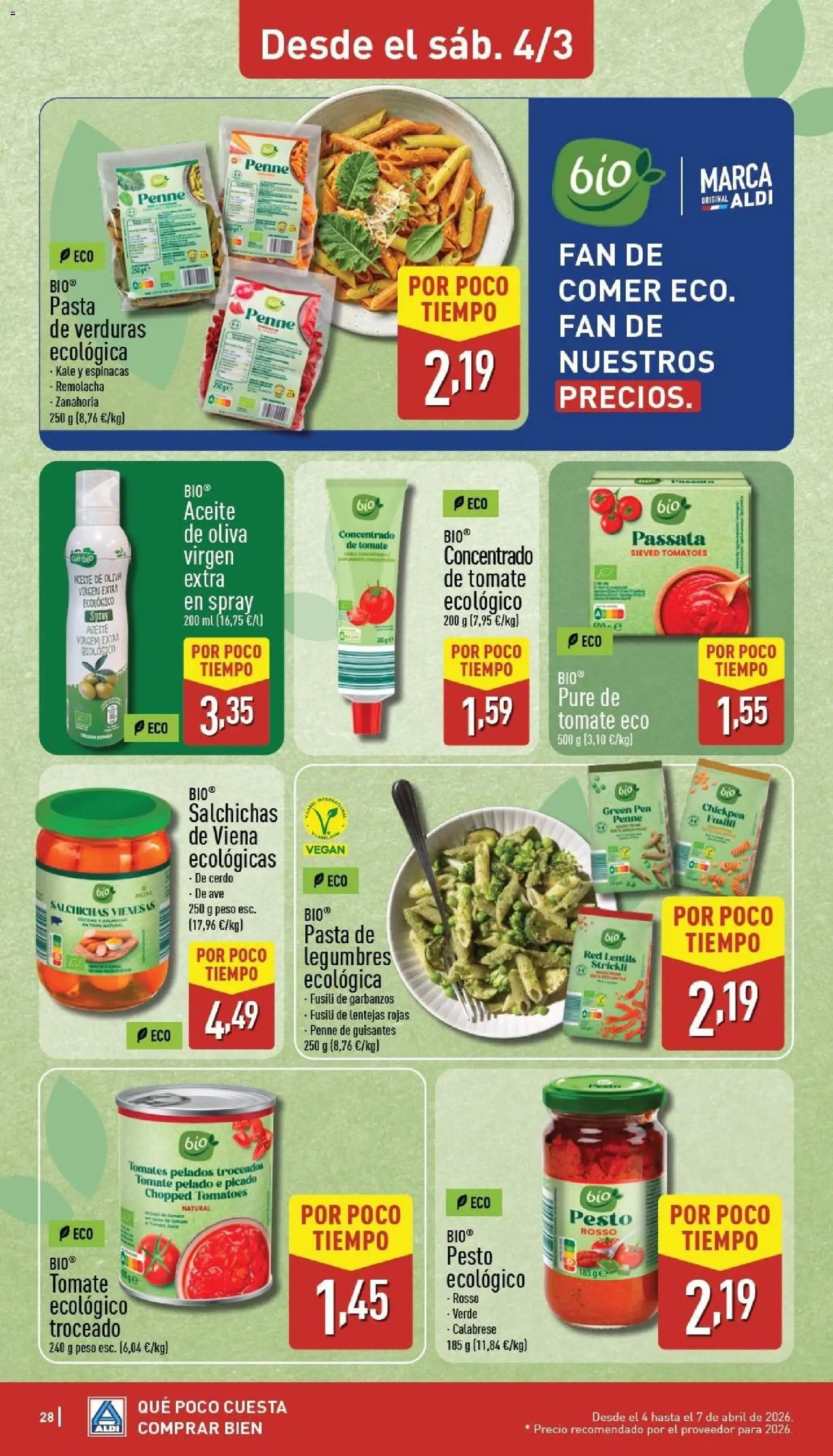 Aldi folleto Canarias │ válido desde el 30.03.2026 | Página: 28 | Productos: Aceite, Tomates, Pasta, Aceite de oliva virgen extra