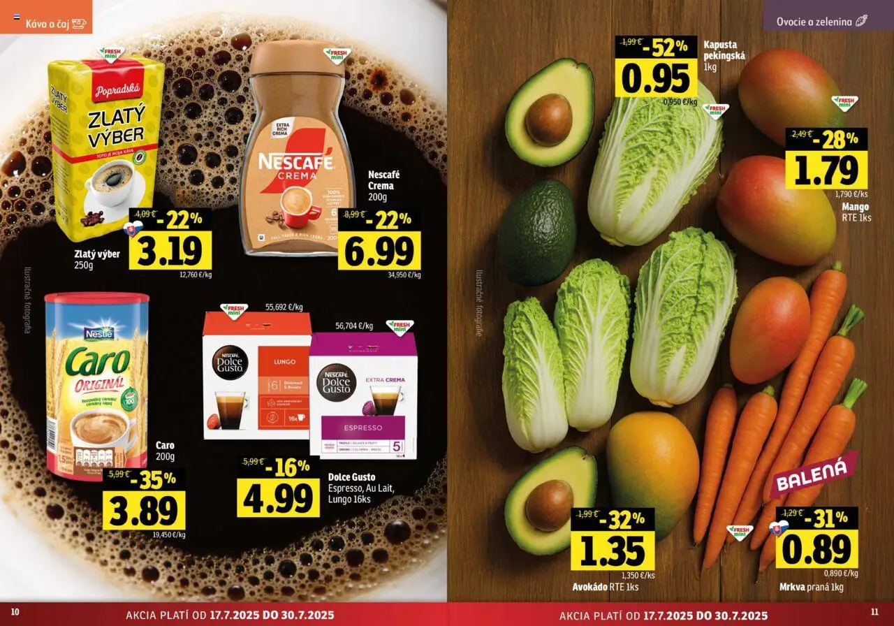 Fresh Východné Slovensko │ platný od 17.07.2025 | Strana: 6 | Produkty: Dolce Gusto, Káva, Caro, Mango