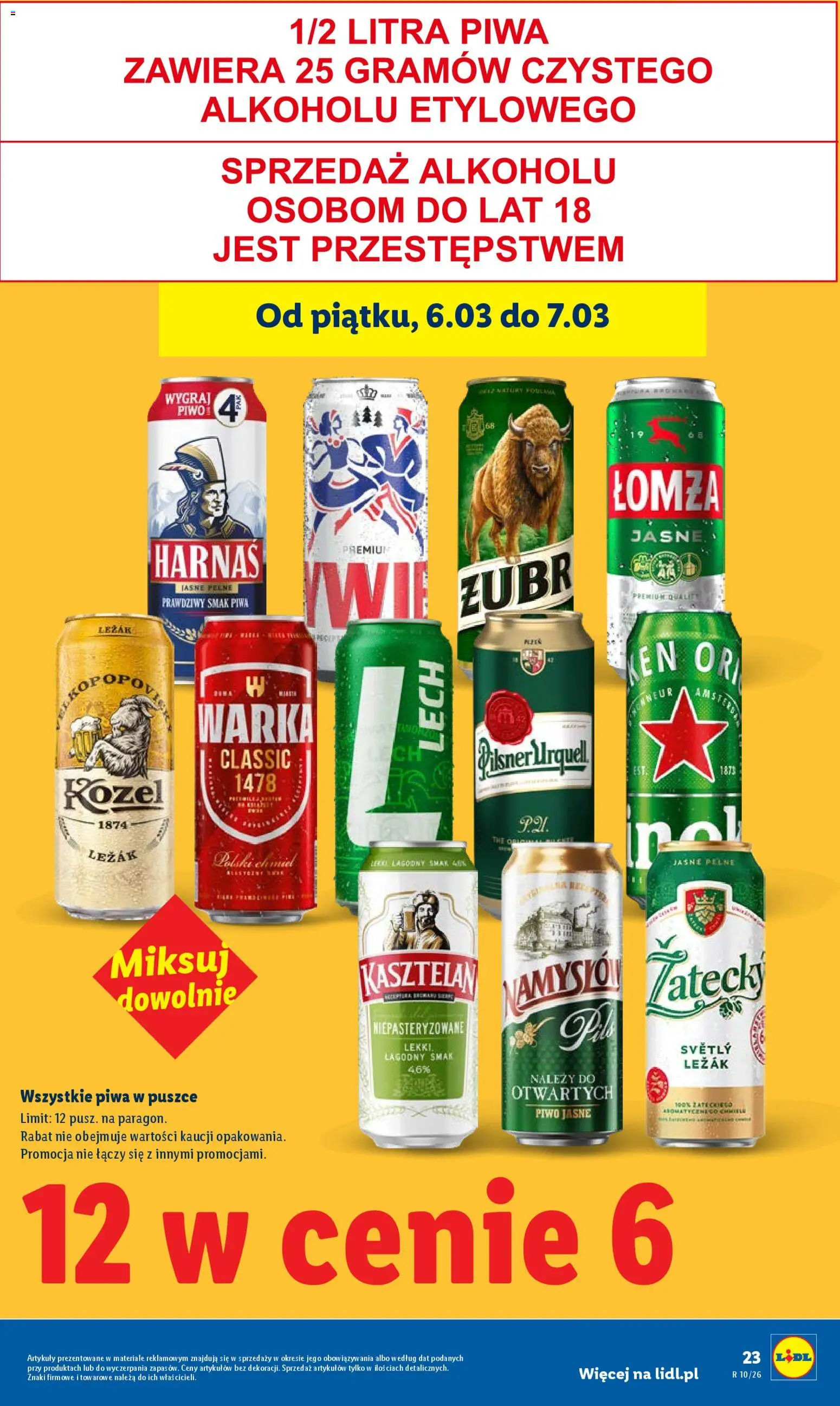 Lidl Polsko leták od 05.03.2026 | Strana: 23 | Produkty: Zubr, Kozel, Pilsner, Pilsner Urquell