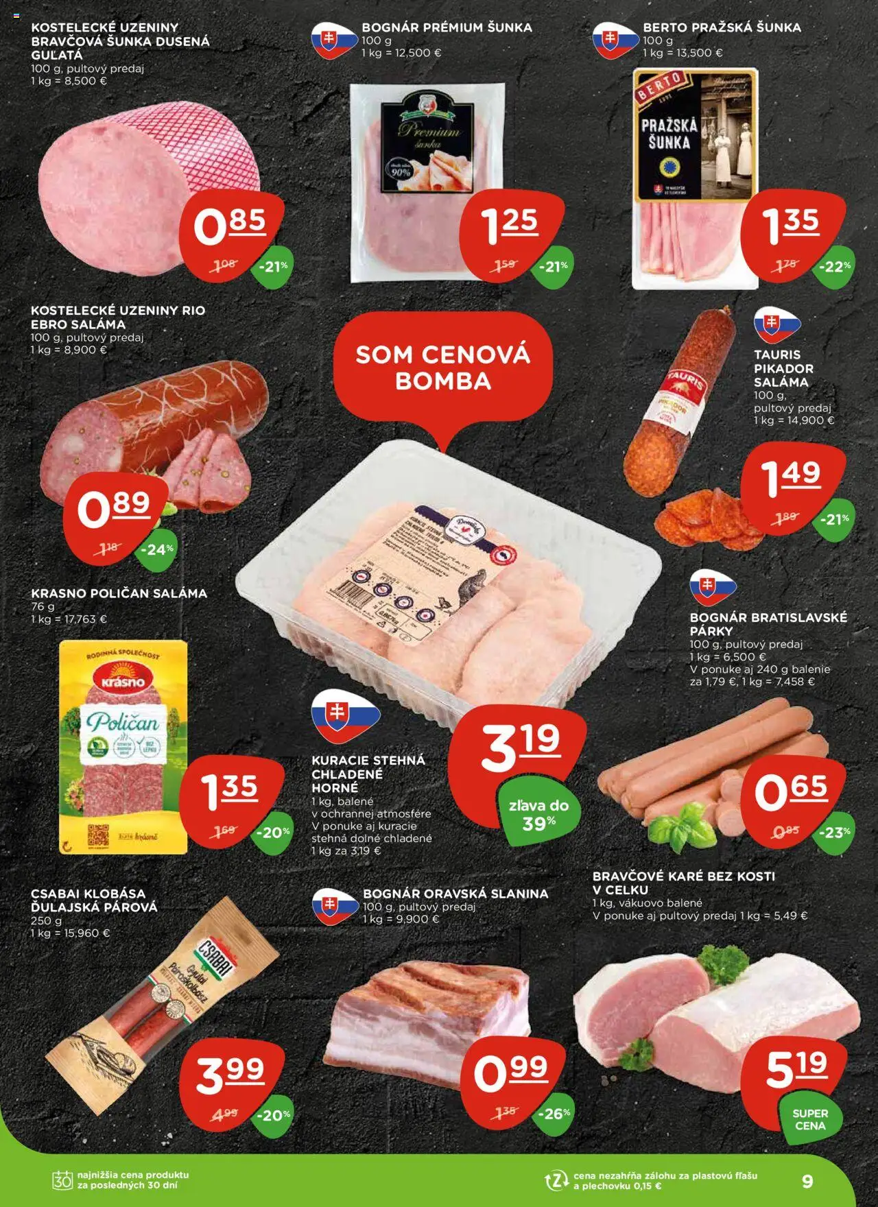 Terno leták │ platný od 03.07.2025 | Strana: 9 | Produkty: Saláma, Slanina, Kuracie stehná, Bravčové karé