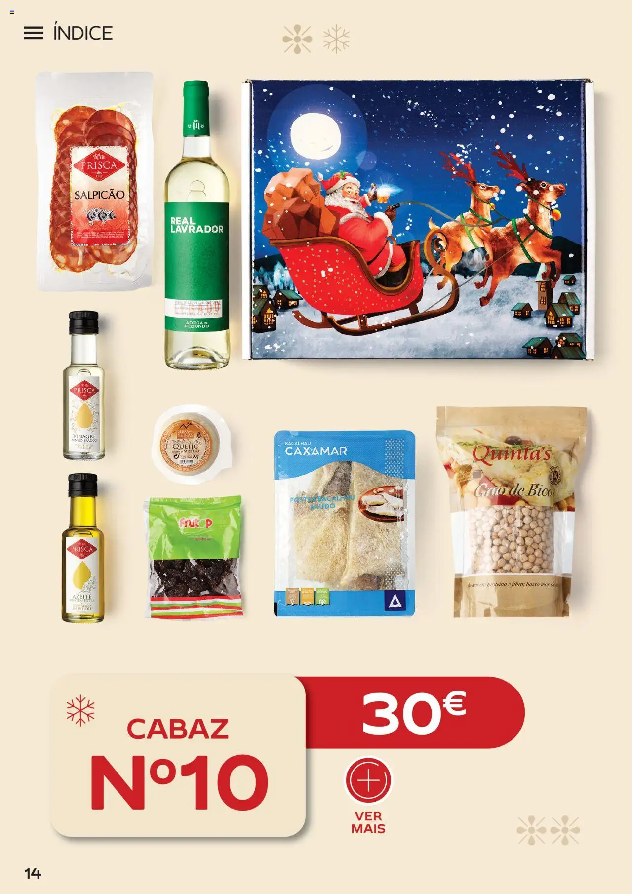 Continente - Cabazes de Natal │ válido de 06.10.2025 | Página: 14 | Produtos: Bacalhau, Queijo, Vinho, Proteina