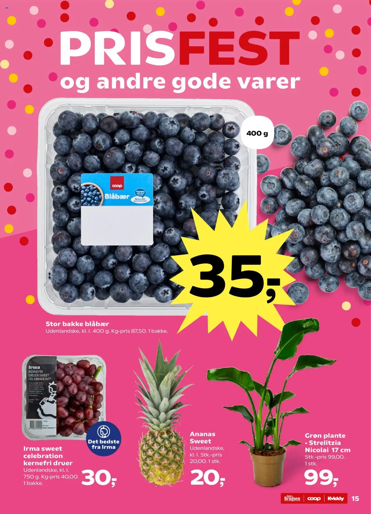 Super Brugsen Tilbudsavis gyldig fra 22.08.2025 | Side: 15 | Produkter: Blåbær, Ananas