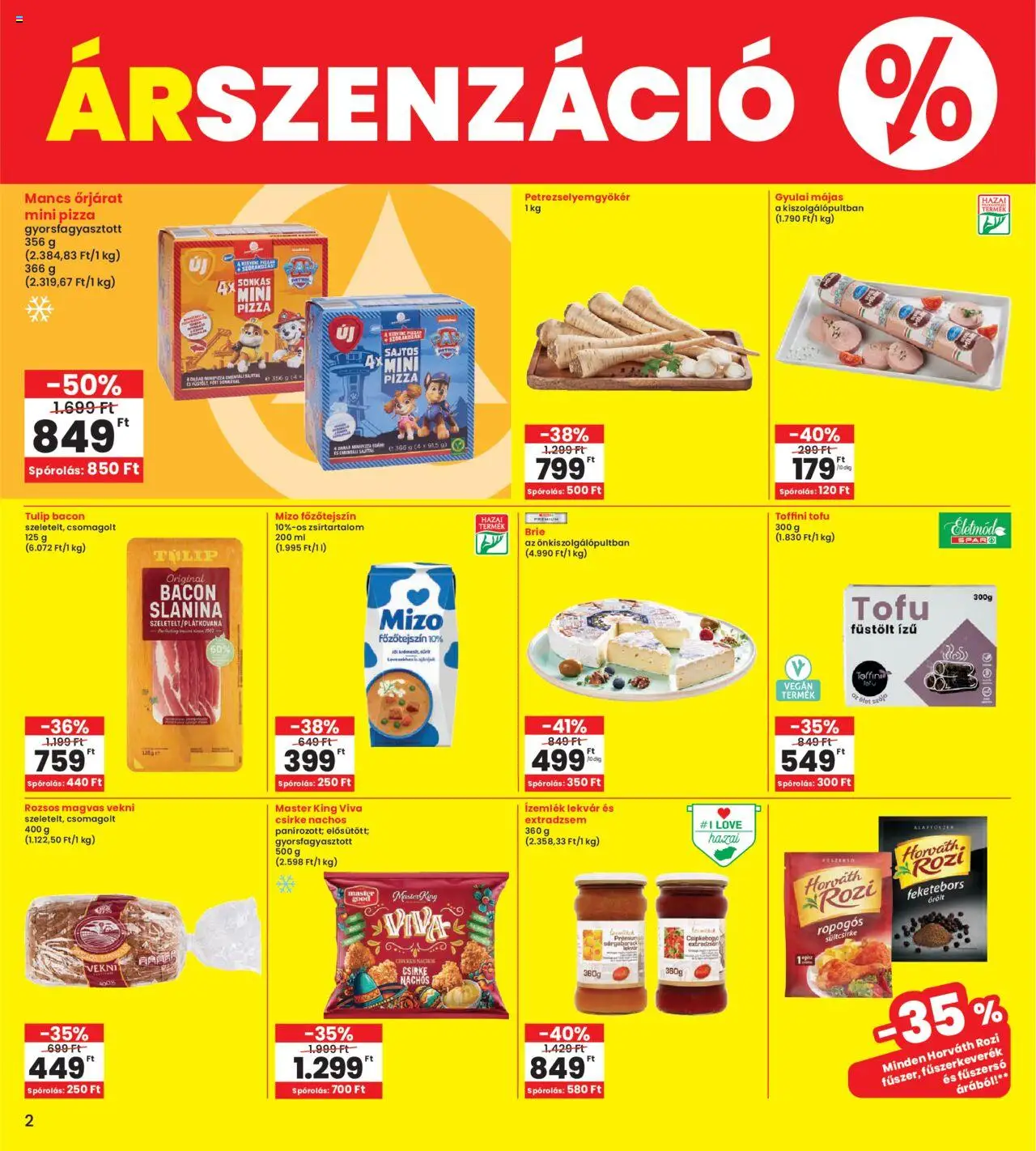 Interspar akciós ujság - amely érvényes a következő dátumtól: 24.10.2025 | Oldal: 2 | Termékek: Tofu, Bacon, Pizza, Vegán