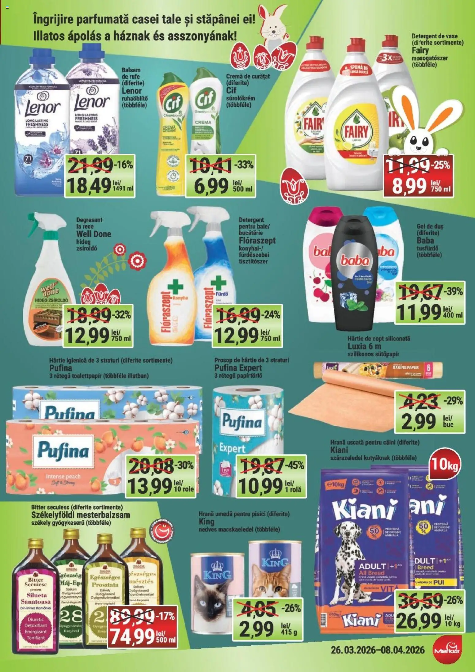Noul catalog Merkur – valabil de la 26.03.2026 | Pagină: 7 | Produse: Detergent de vase, Hacıyatmaz Kedi Oyuncağı, Cremă, Detergent