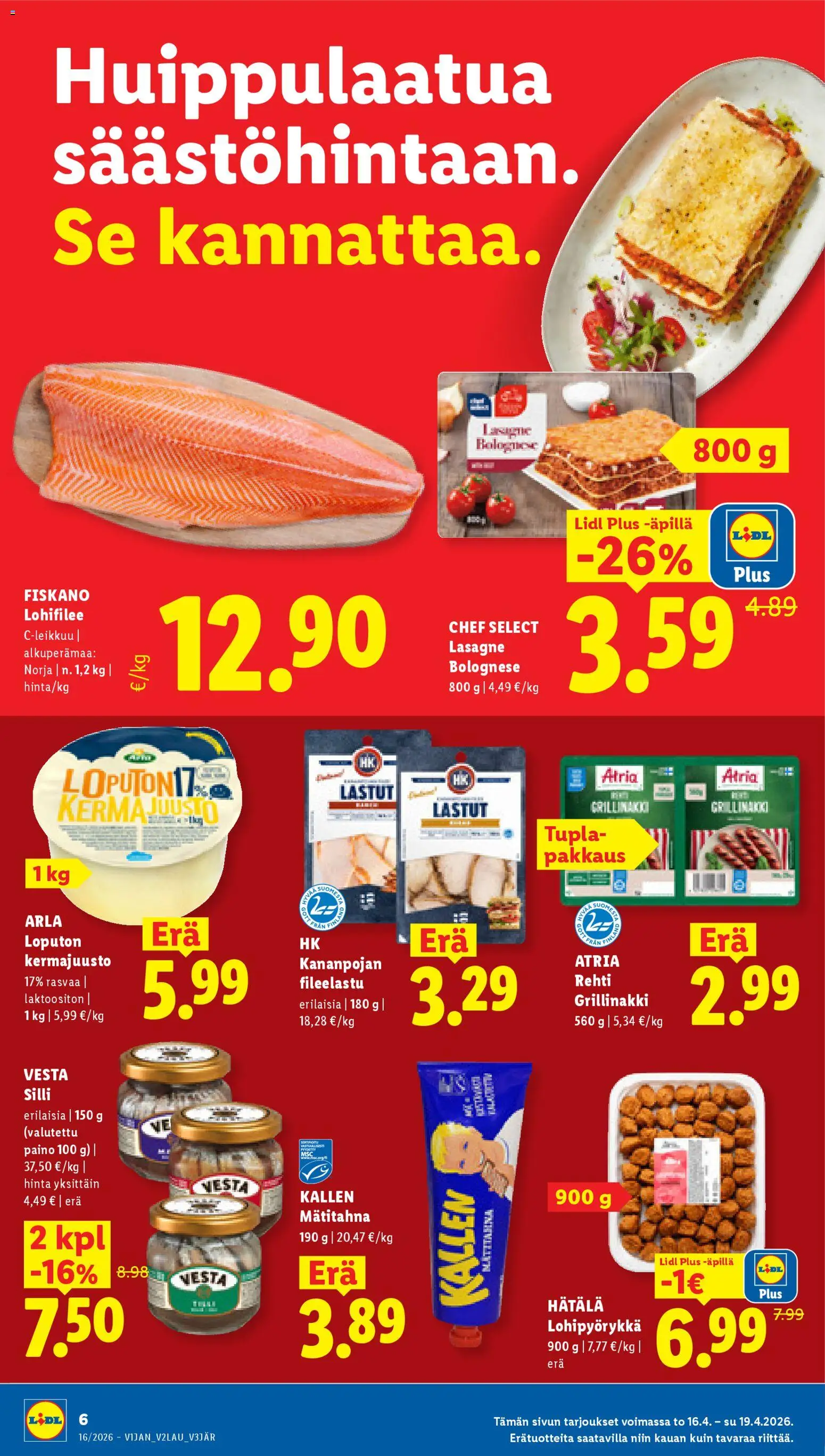 Lidl tarjoukset – voimassa 16.04.2026 alkaen | Sivu: 7 | Tuotteet: Silli, Kermajuusto, Kerma