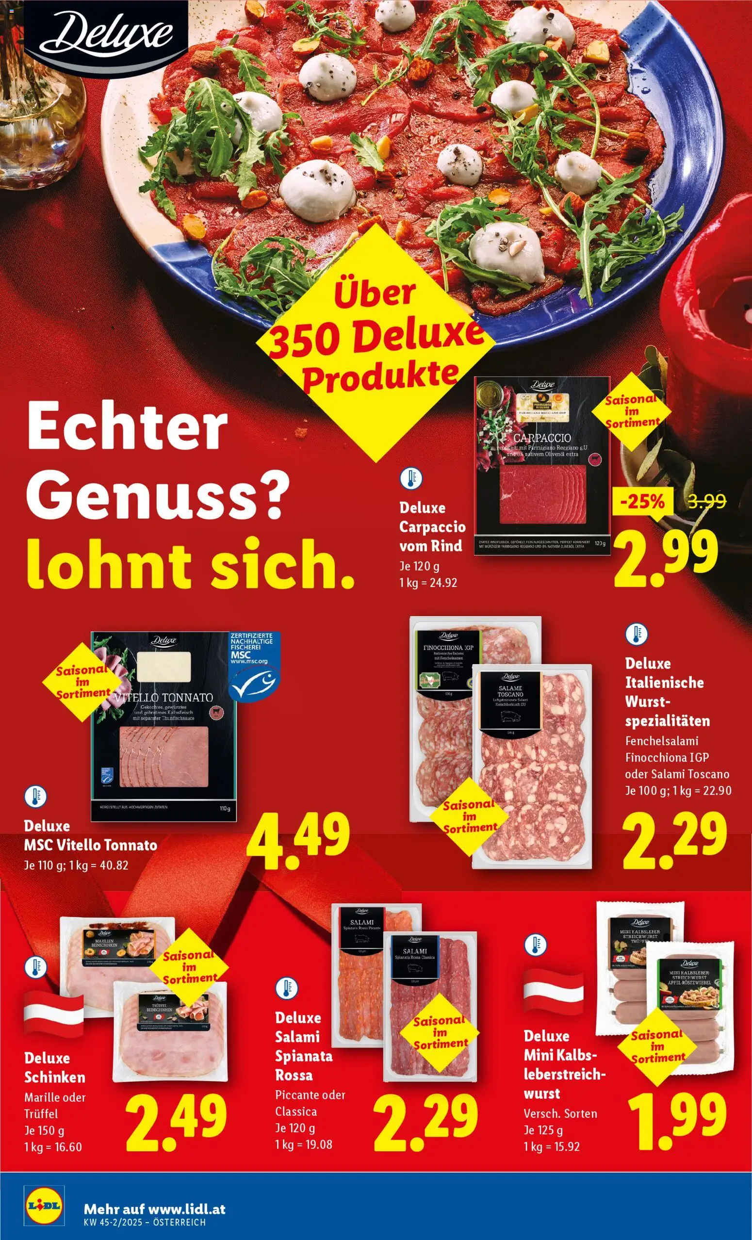 Lidl Flugblatt gültig ab 06.11.2025 | Seite: 2 | Produkte: Wurst, Salami, Schinken, Äpfel