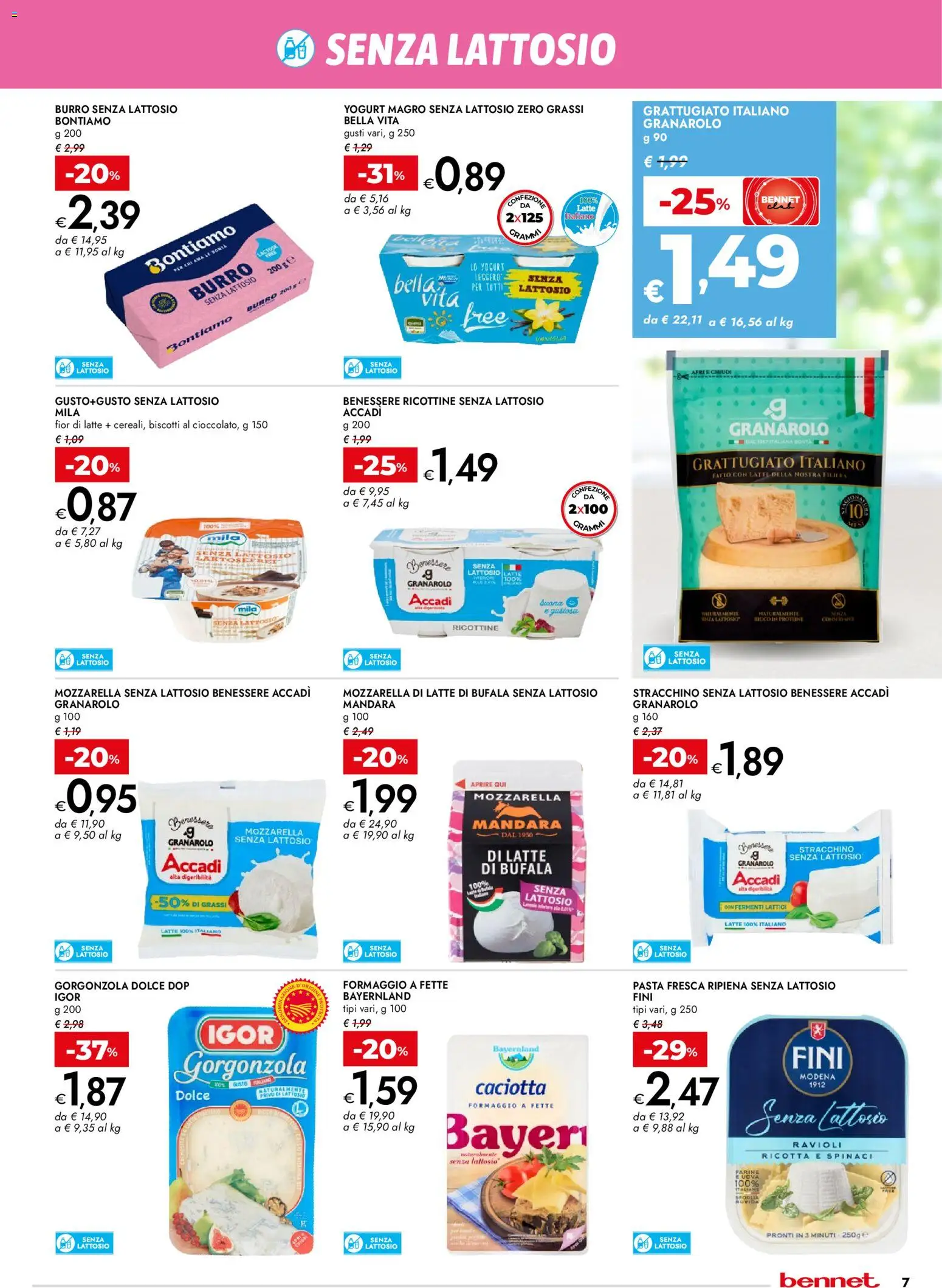 Volantino bennet del 02.04.2026 | Pagina: 7 | Prodotti: Burro, Pasta, Ravioli, Stracchino