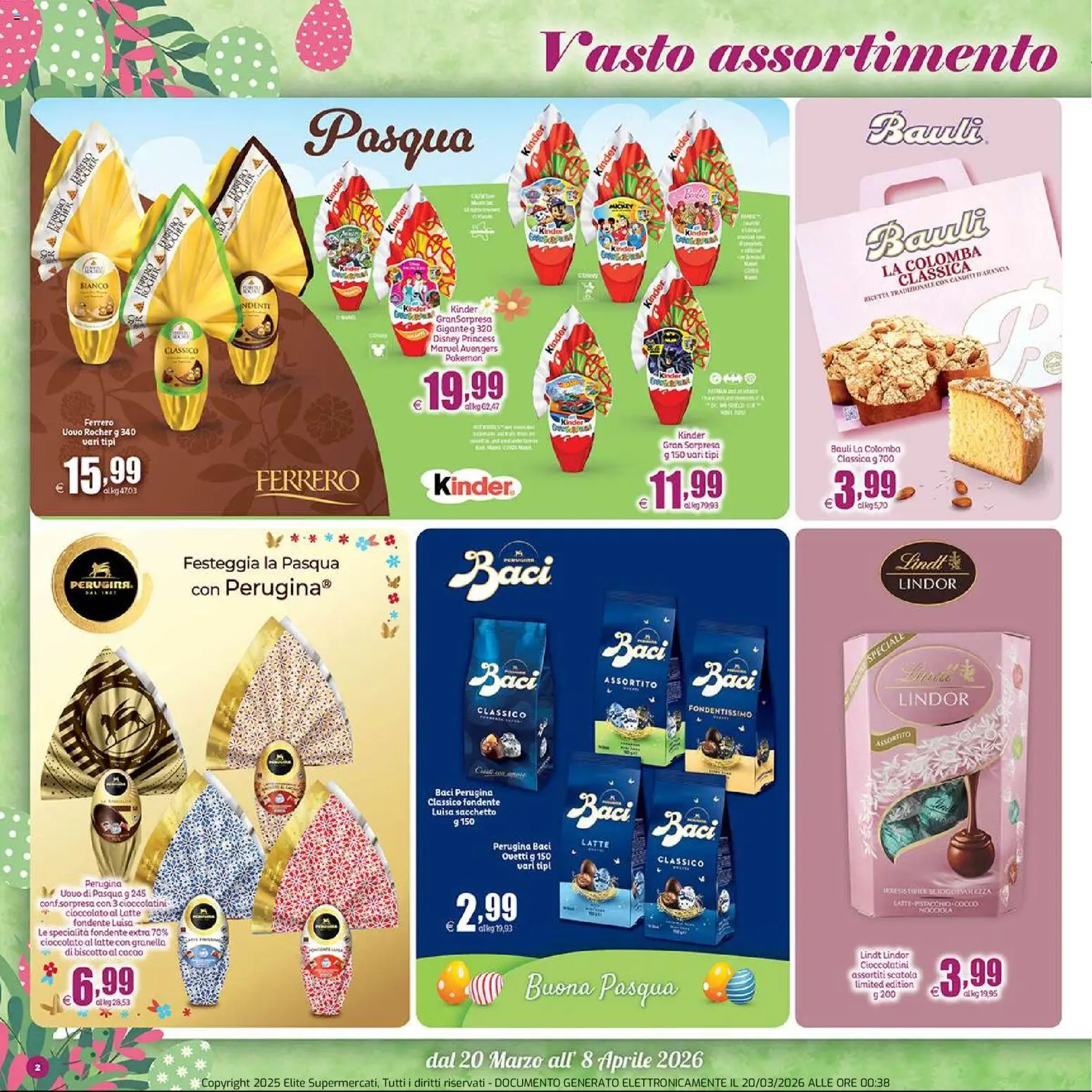Volantino Elite Supermercati del 20.03.2026 | Pagina: 2 | Prodotti: Cioccolato, Latte, Uovo di pasqua, Cacao