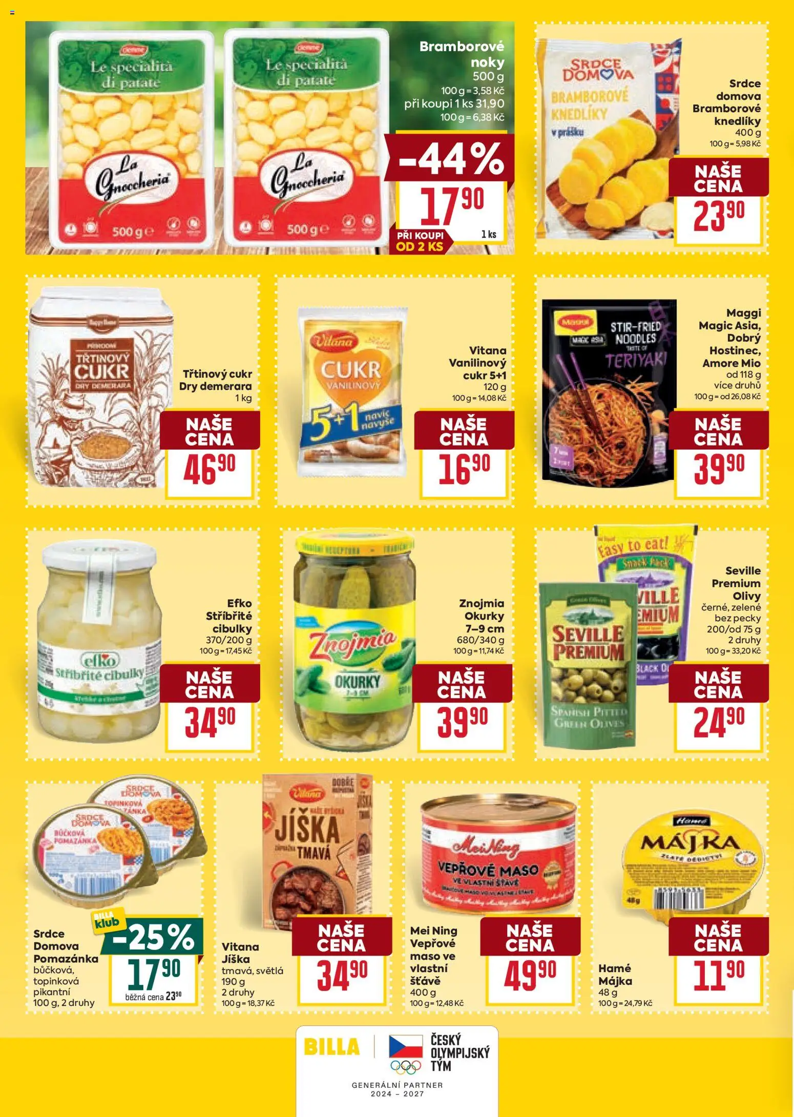 Billa Velký leták od 04.02.2026 | Strana: 22 | Produkty: Maggi, Vepřové maso ve vlastní šťávě, Cukr, Olivy