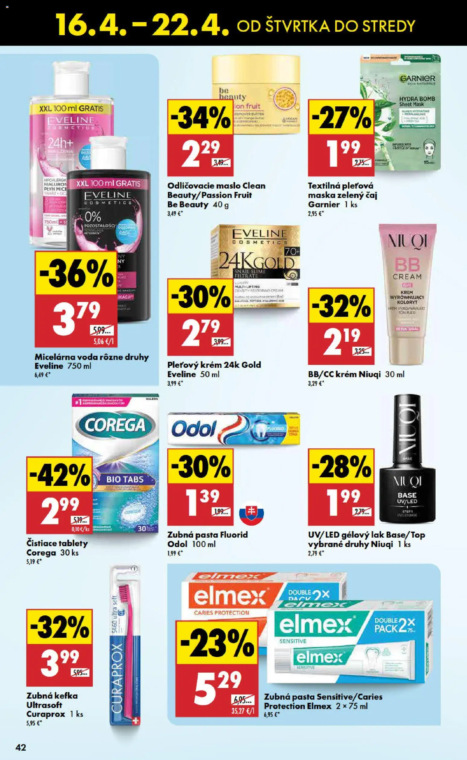 Nové Biedronka akcie – leták je platný od 16.04.2026 | Strana: 42 | Produkty: Zubná kefka, Maska, Voda