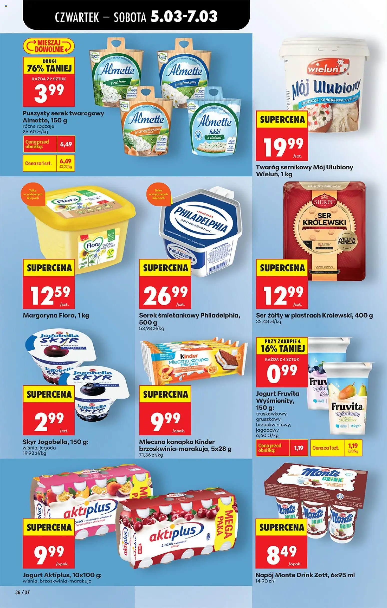 Biedronka Polsko leták - Codziennie niskie ceny od 05.03.2026 | Strana: 44 | Produkty: Skyr, Philadelphia, Kinder, Flora