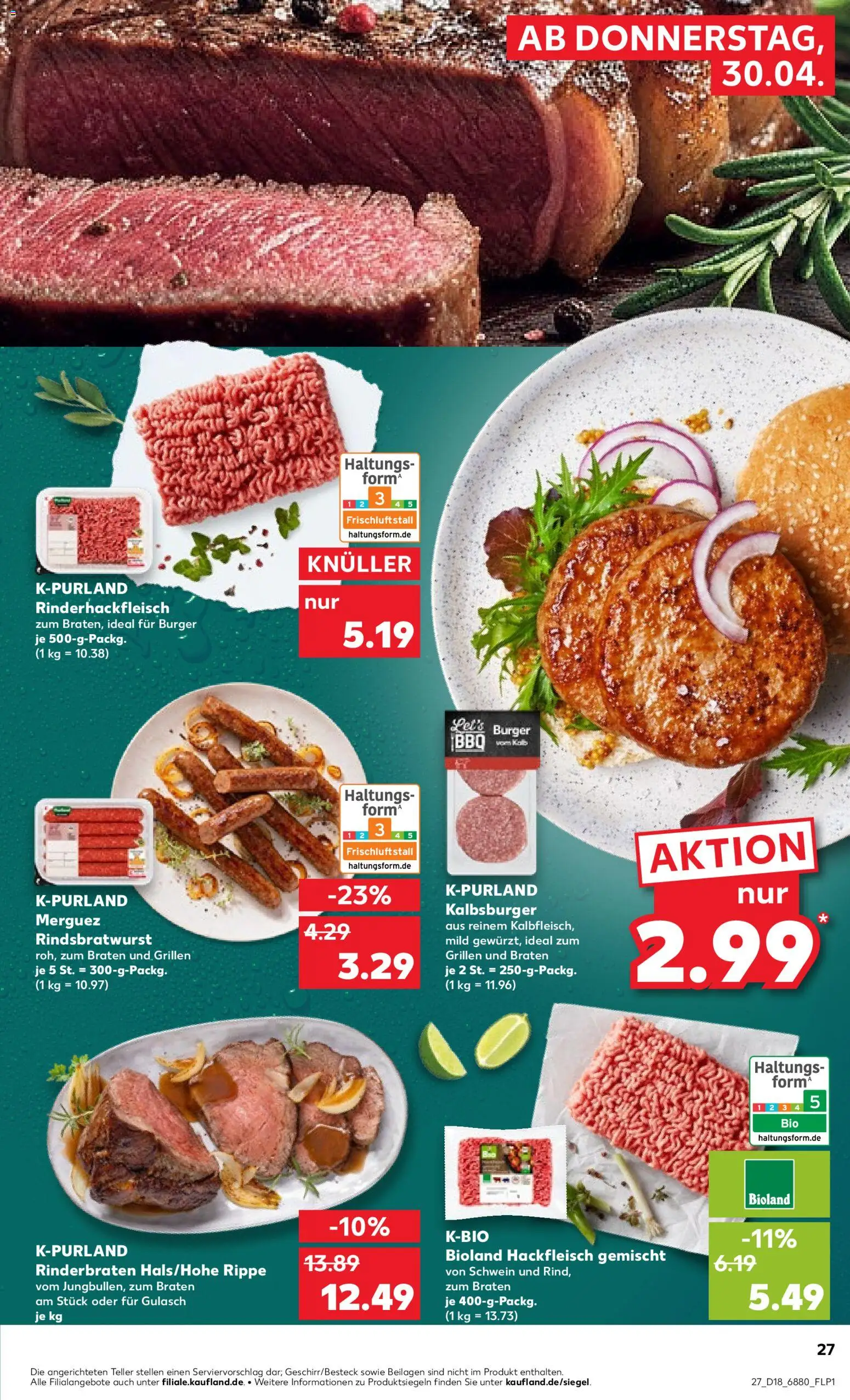 Kaufland Prospekt Völklingen	 – gültig ab 30.04.2026 | Seite: 27 | Produkte: Rinderbraten, Burger, Gulasch, Hackfleisch