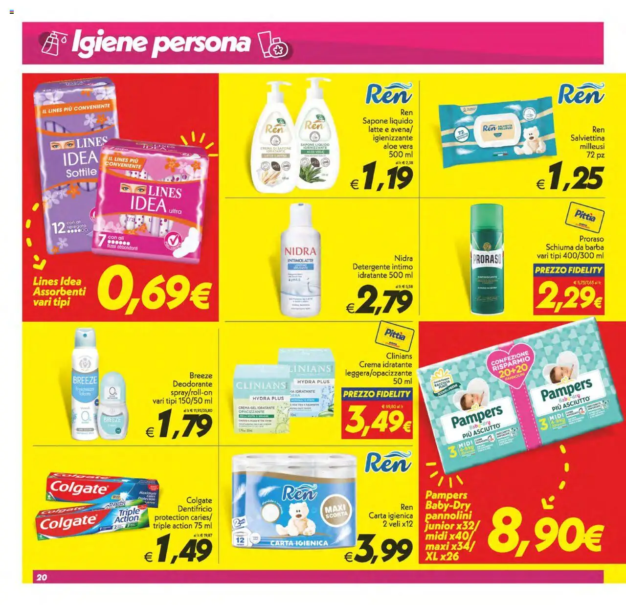 Volantino SuperConveniente del 03.10.2025 | Pagina: 20 | Prodotti: Dentifricio, Detergente intimo, Intimo, The