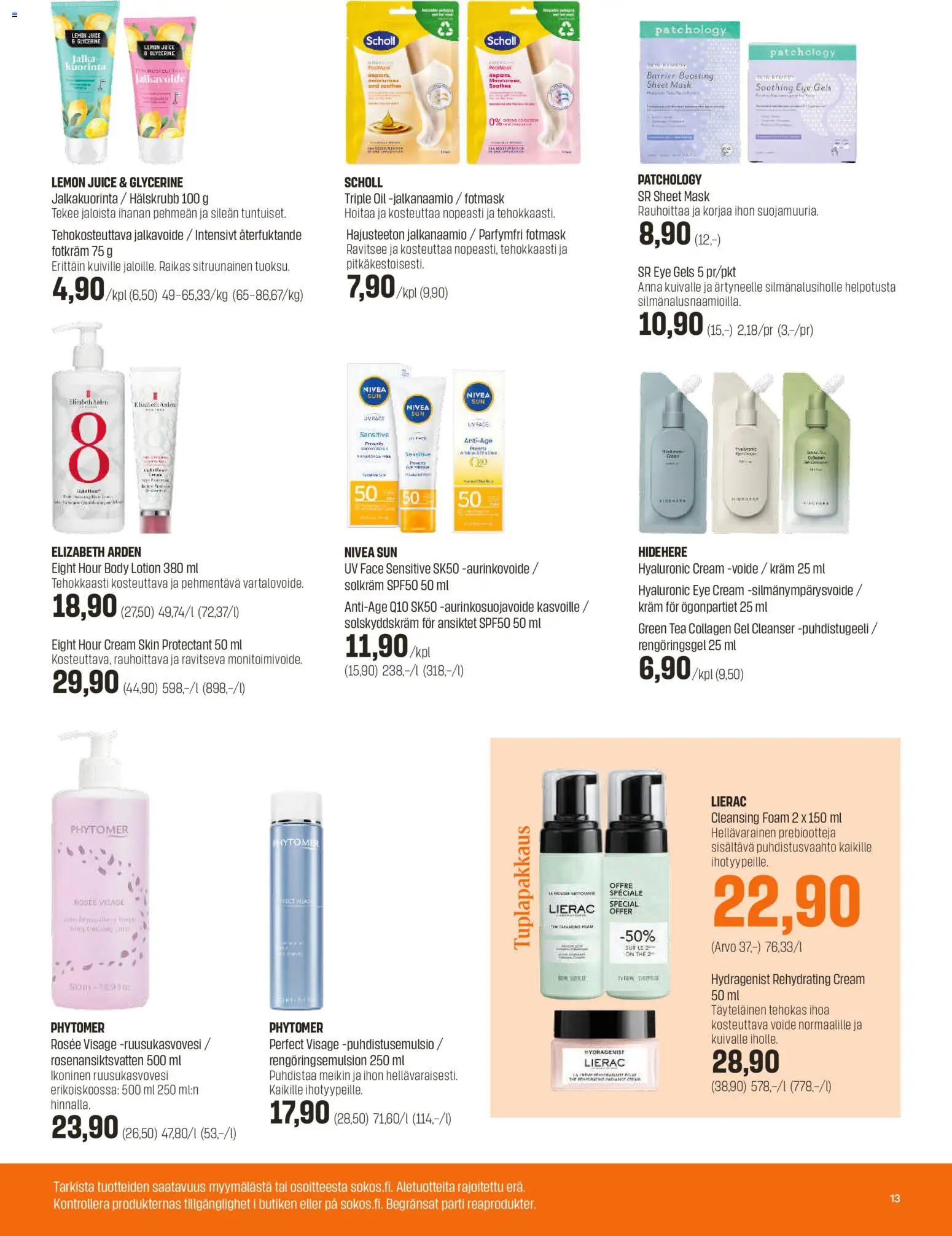 Sokos tarjoukset – voimassa 27.12.2025 alkaen | Sivu: 13 | Tuotteet: Jalkavoide, Kuorinta, Aurinkovoide, Silmänympärysvoide