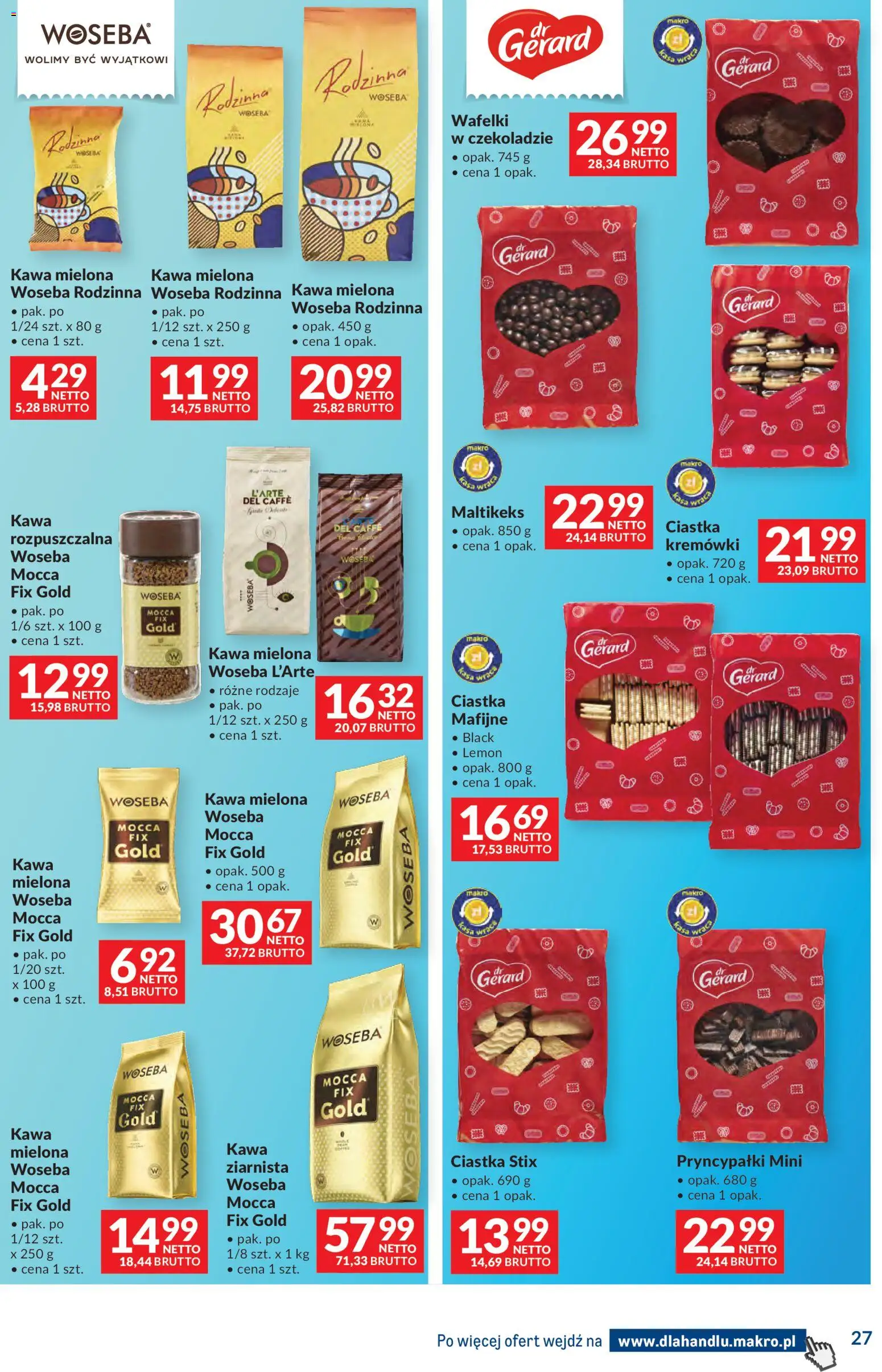 Makro Gazetka - Dystrybucja do sklepów od 20.01.2026 | Strona: 27 | Produkty: Wafelki, Kawa, Ciastka