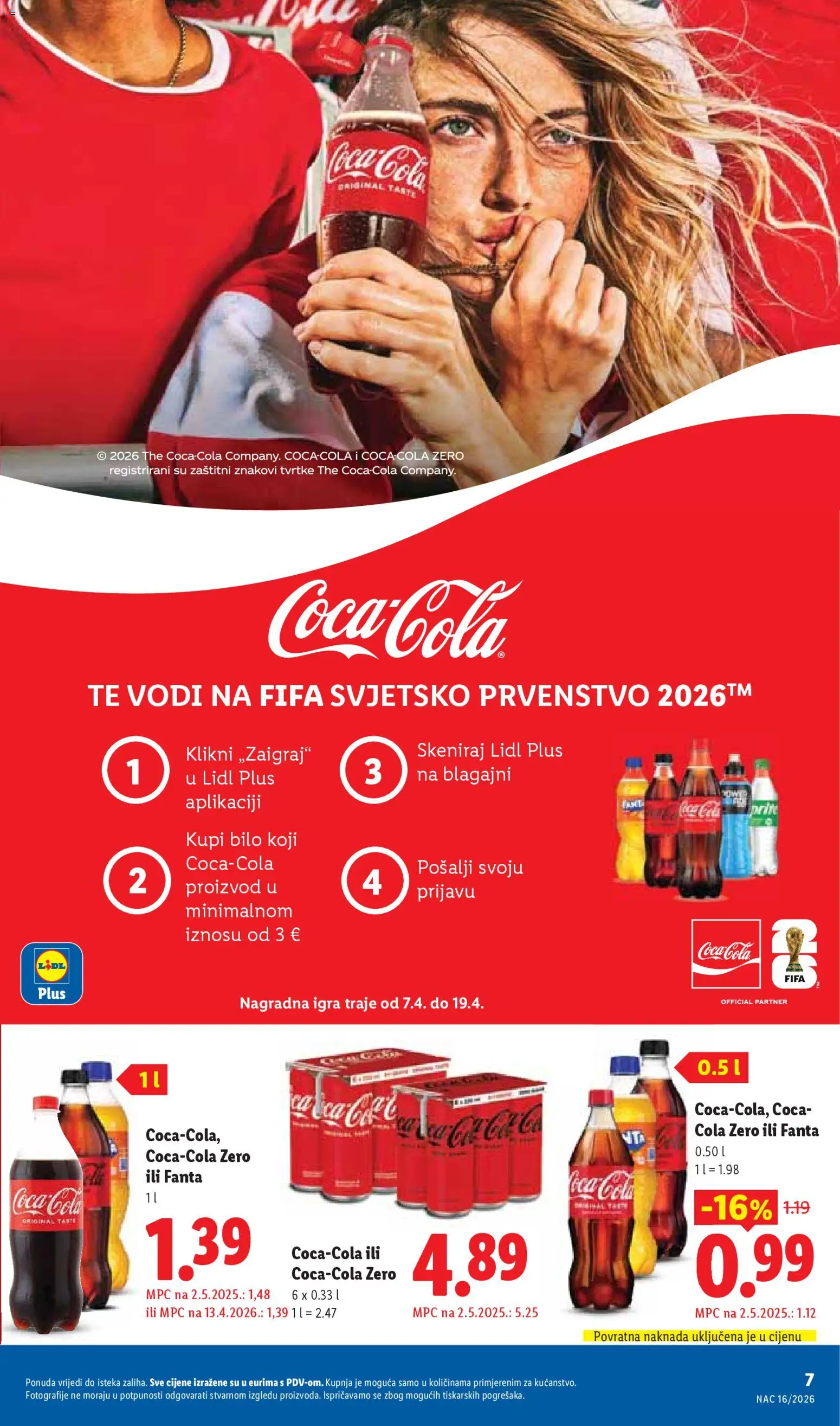 Lidl katalog | vrijedi od 13.04.2026 | Stranica: 7 | Proizvodi: Coca cola, Fanta, Igra