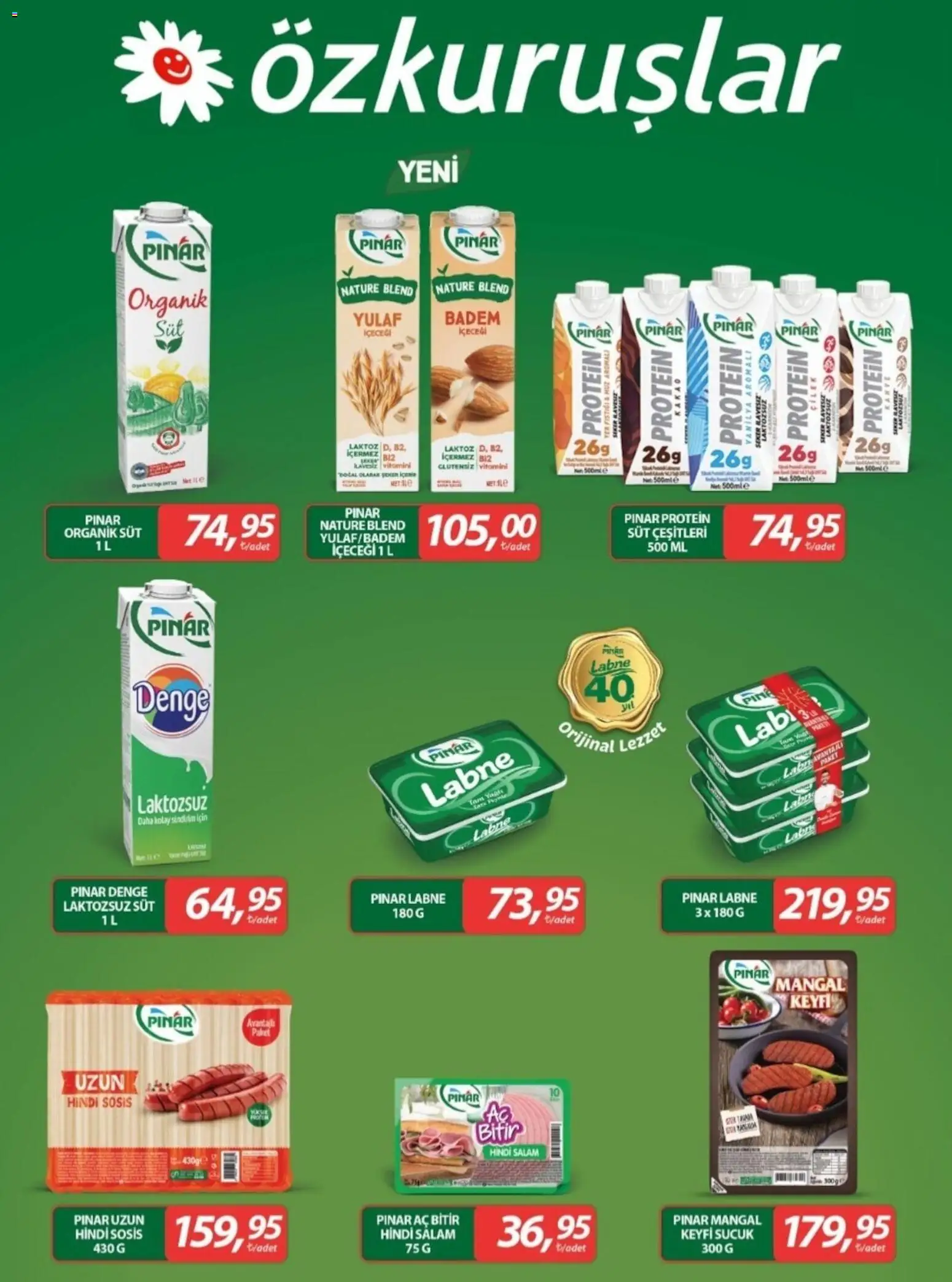Özkuruşlar İndirim - 16.04.2026 tarihinden itibaren geçerlidir | Sayfa: 1 | Ürünler: Süt, Şeker, Yer fıstığı, Yulaf