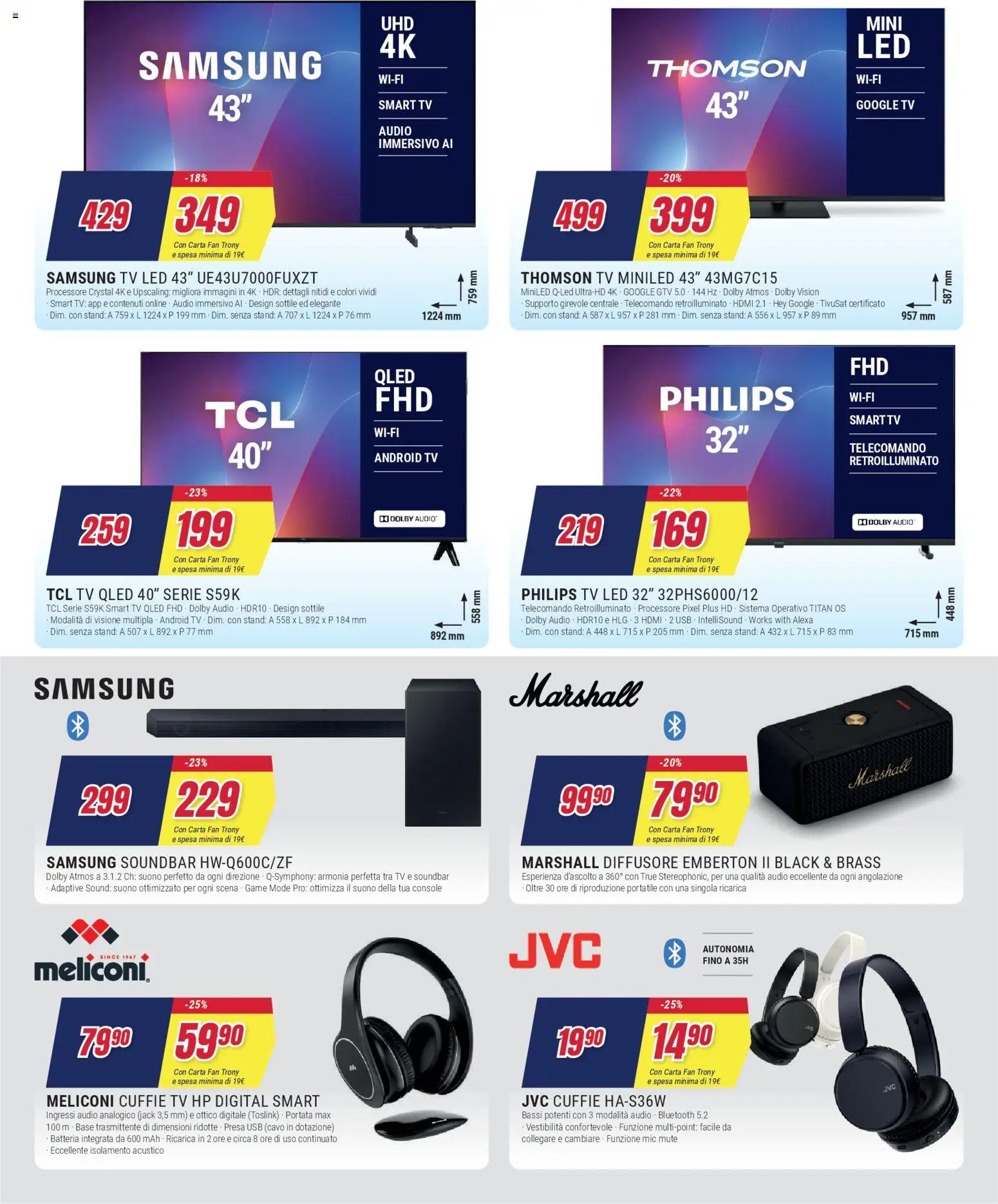 Volantino Trony del 27.12.2025 | Pagina: 4 | Prodotti: Soundbar, Audio, Cuffie, Batteria