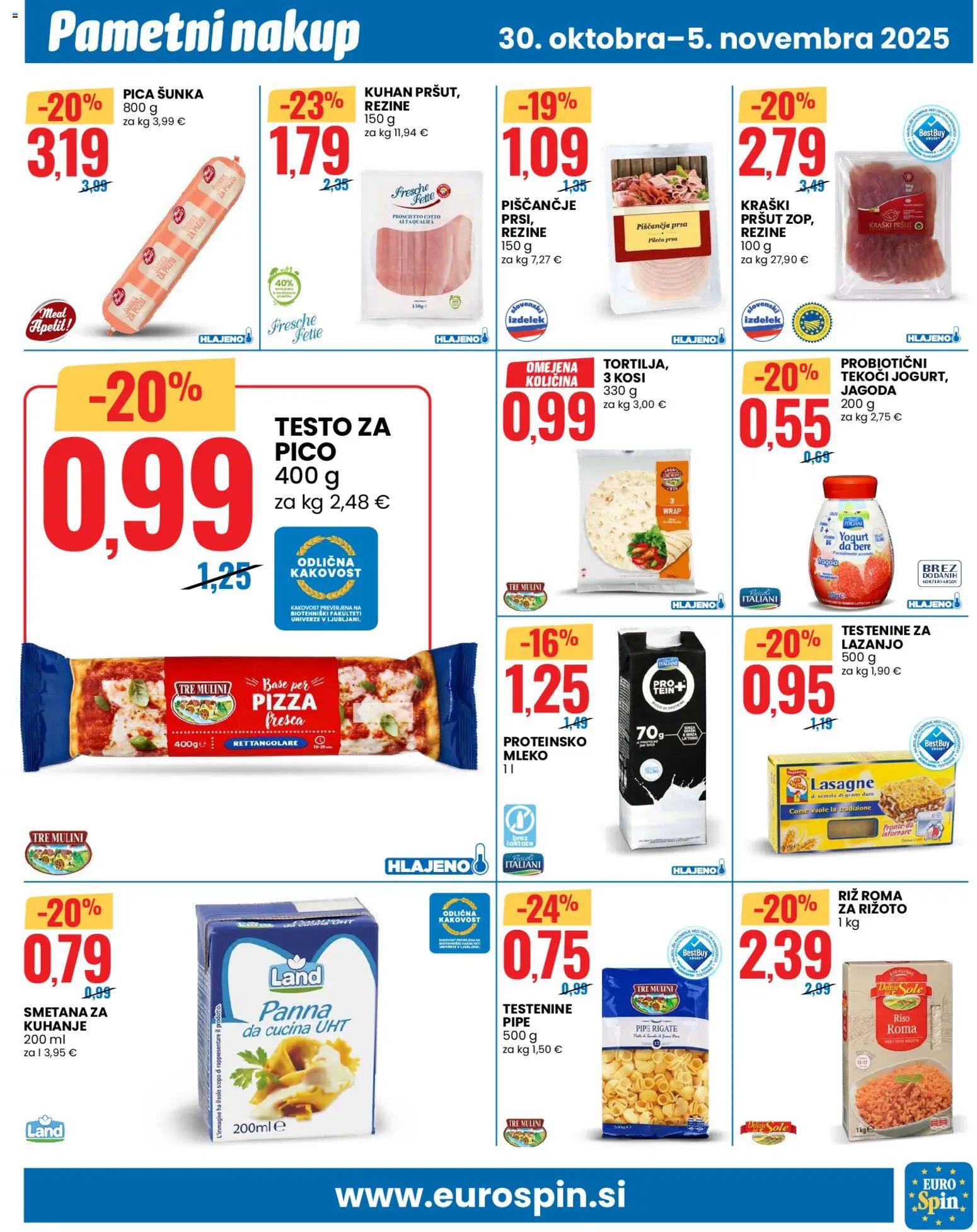 Novi Eurospin katalog ponudbe – veljaven od 30.10.2025 | Stran: 9 | Izdelki: Pršut, Jogurt, Sunka, Riz